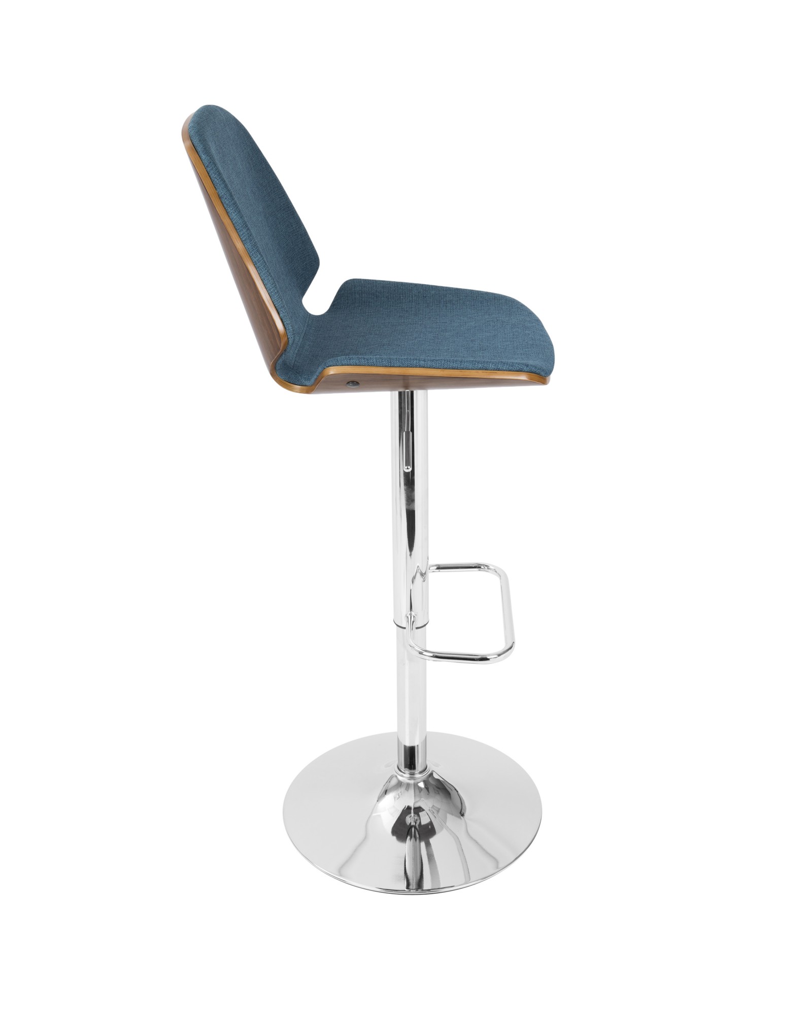 Serena Mid-Century Modern Barstool in Walnut and Blue