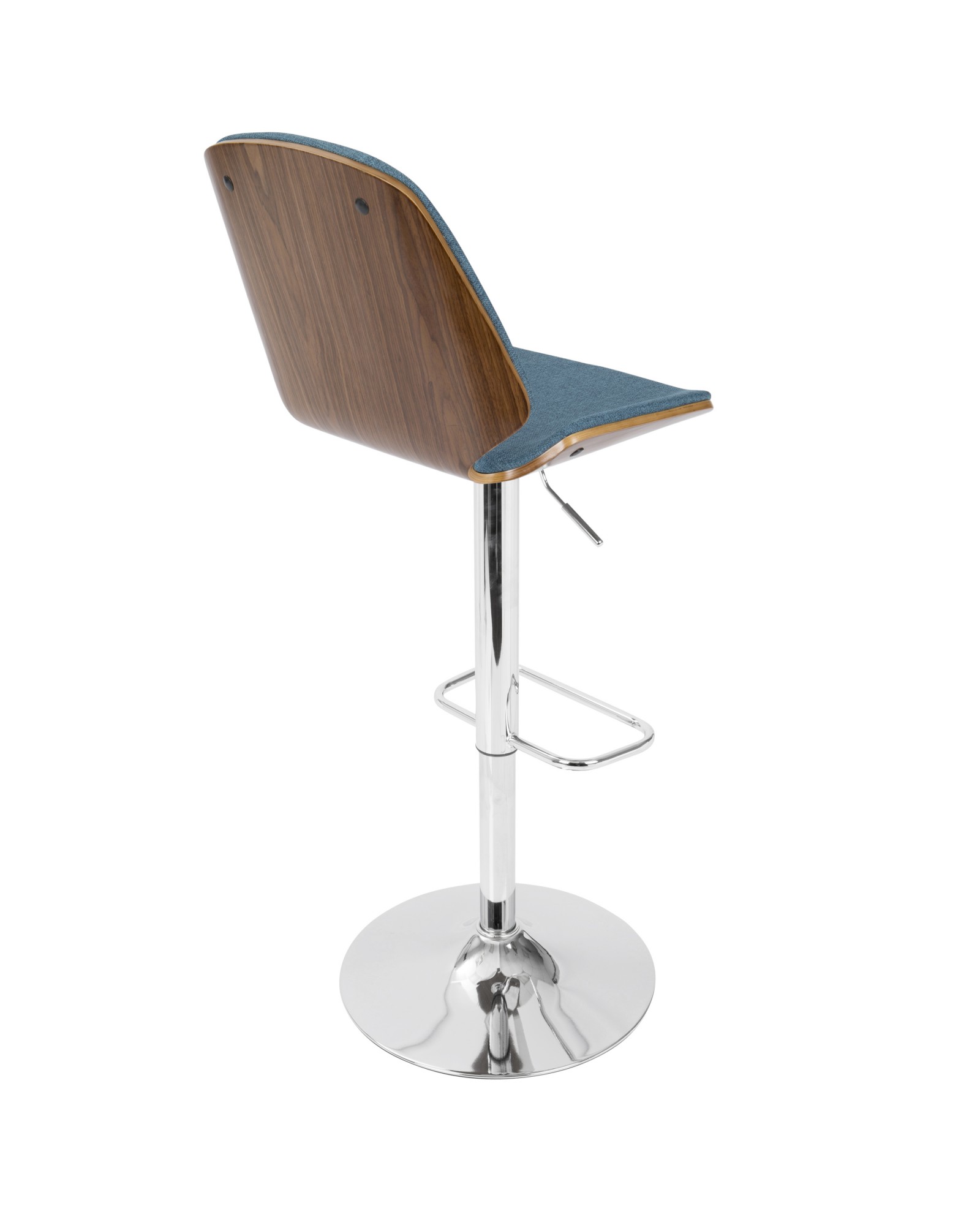 Serena Mid-Century Modern Barstool in Walnut and Blue