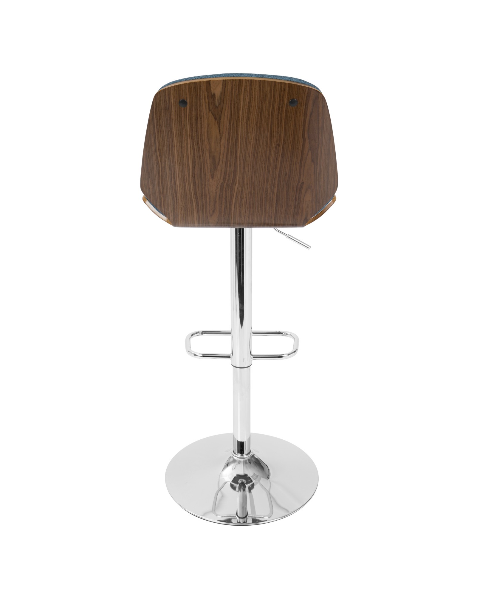 Serena Mid-Century Modern Barstool in Walnut and Blue