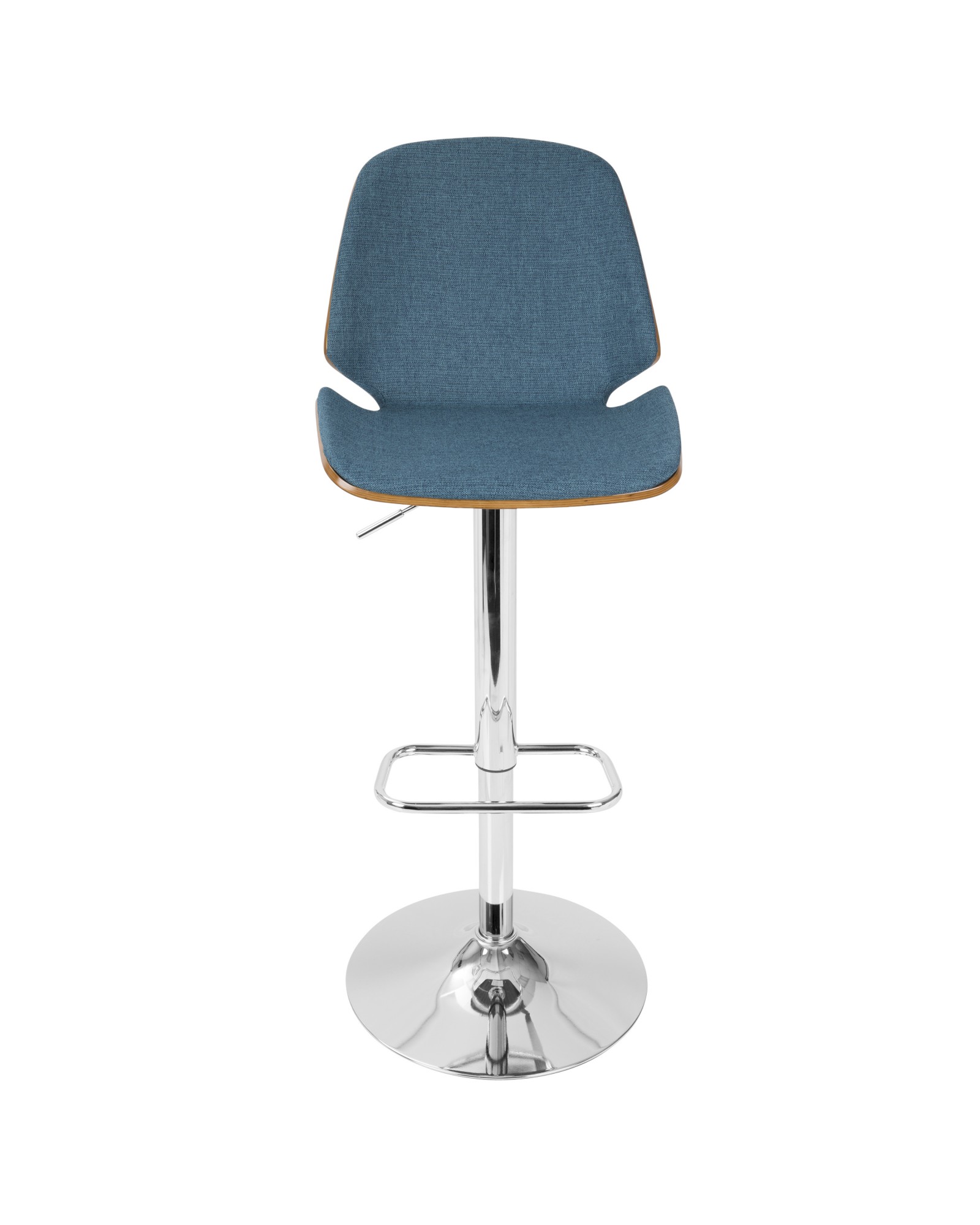 Serena Mid-Century Modern Barstool in Walnut and Blue