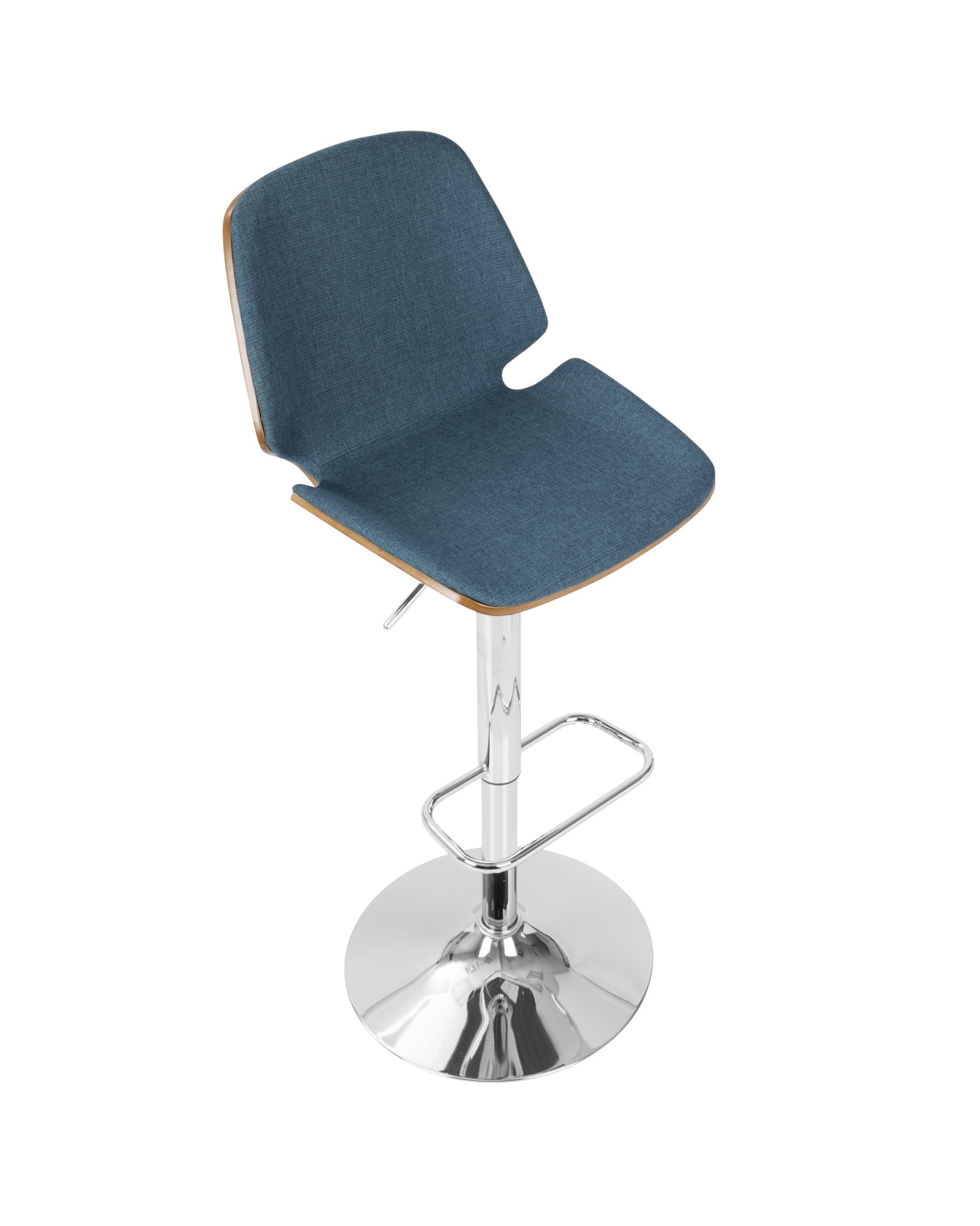 Serena Mid-Century Modern Barstool in Walnut and Blue