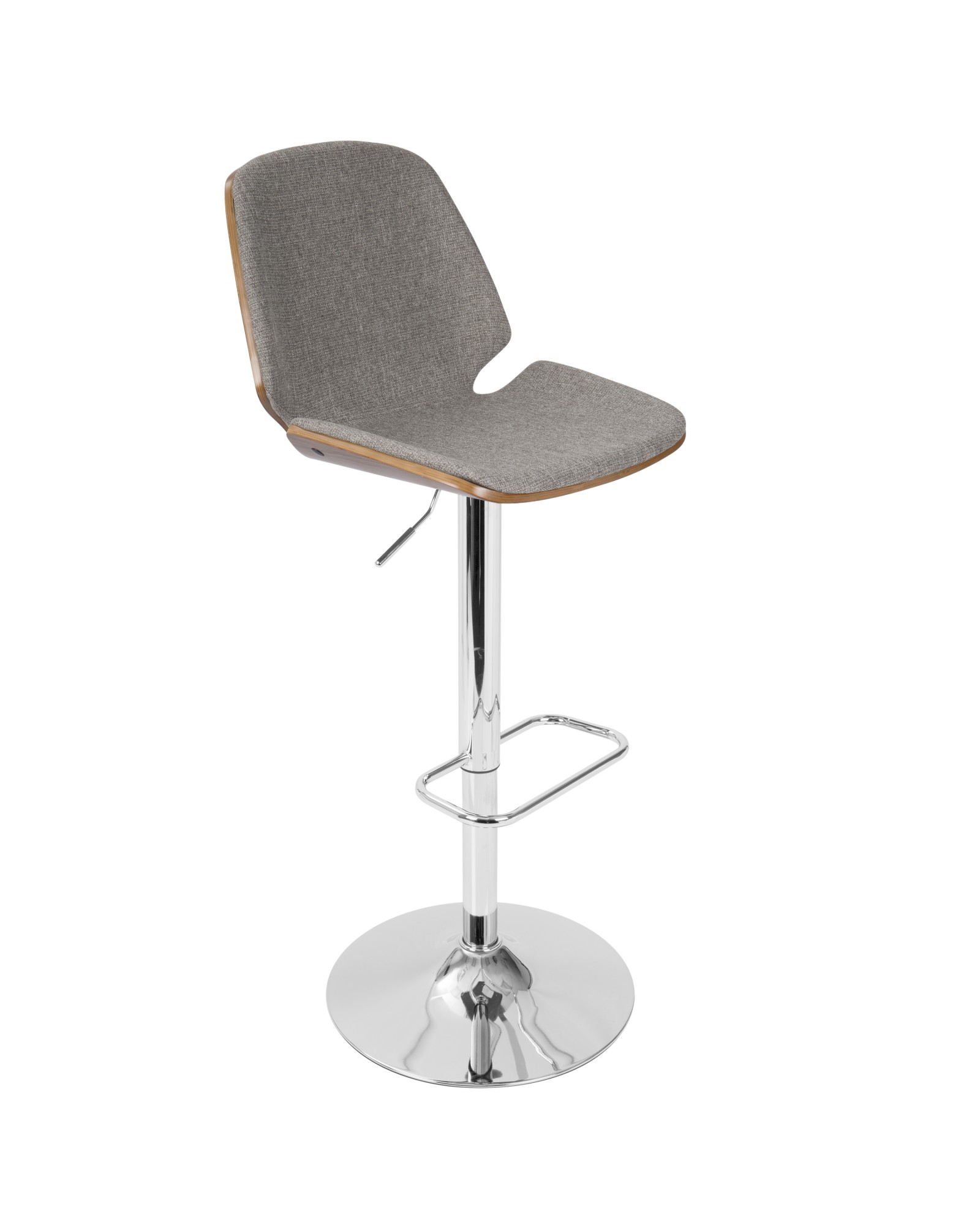 Serena Mid-Century Modern Barstool in Walnut and Grey