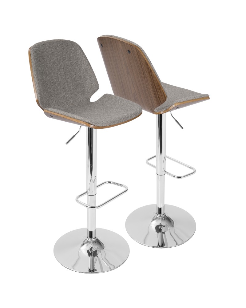 Serena Mid-Century Modern Barstool in Walnut and Grey