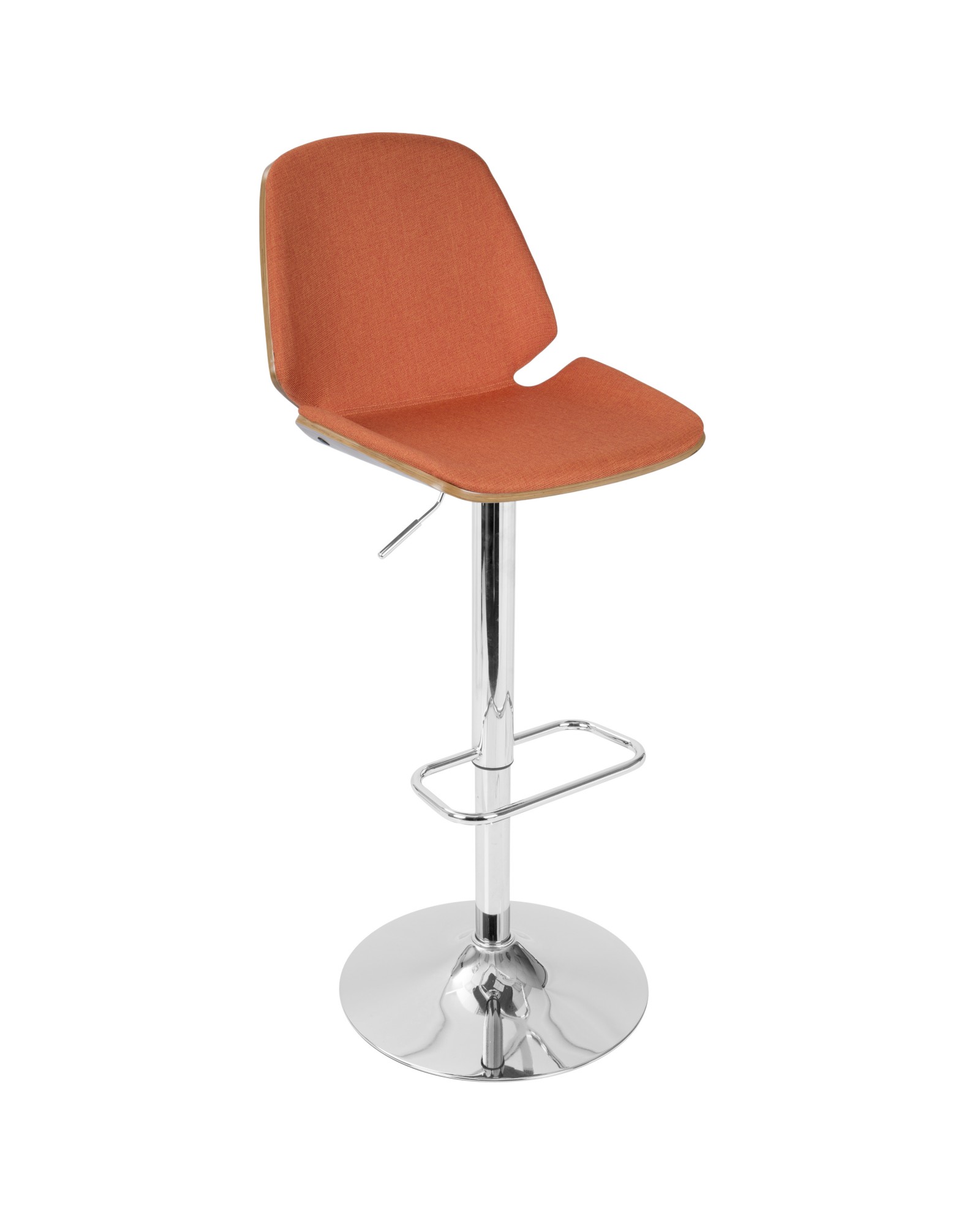 Serena Mid-Century Modern Barstool in Walnut and Orange