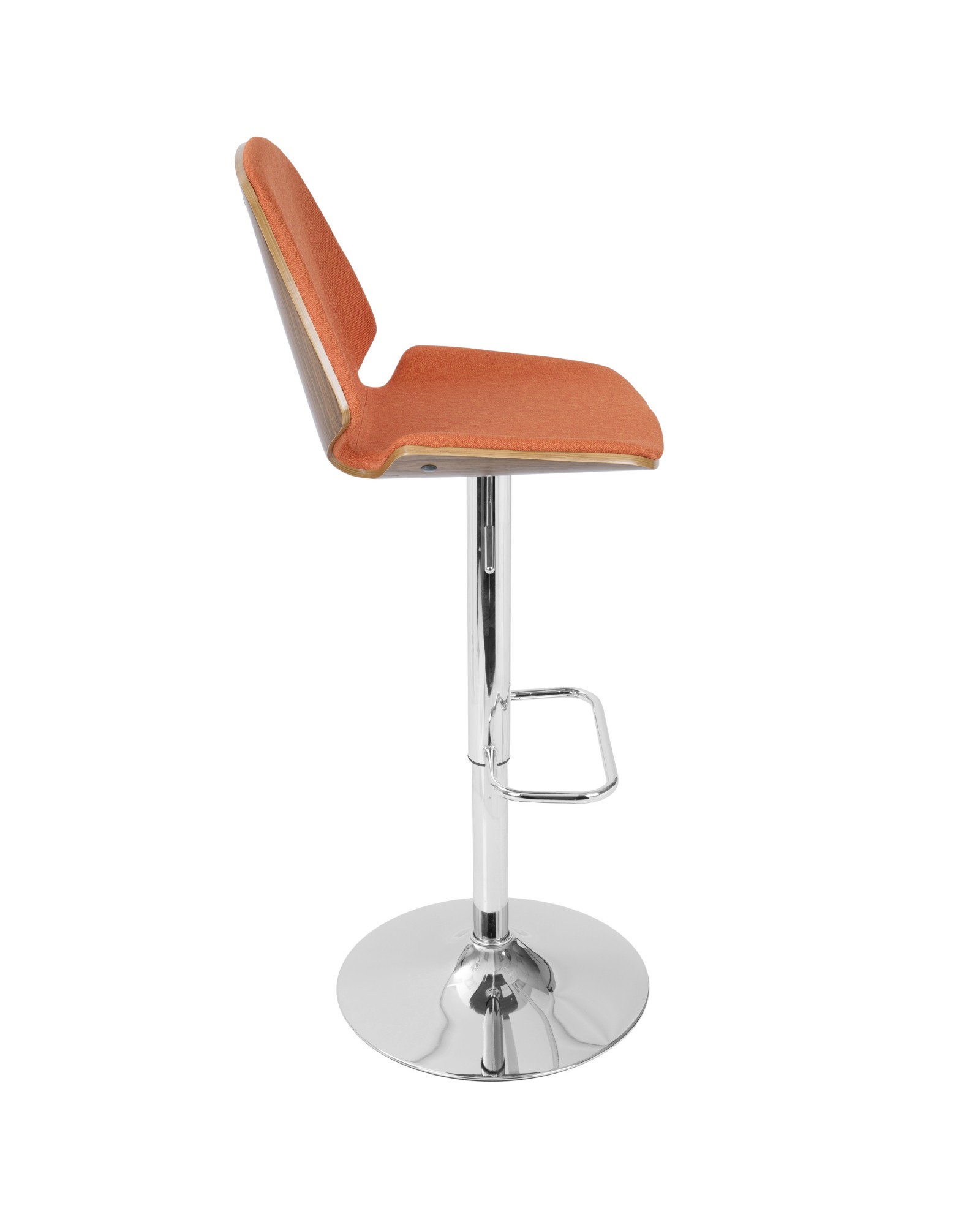 Serena Mid-Century Modern Barstool in Walnut and Orange