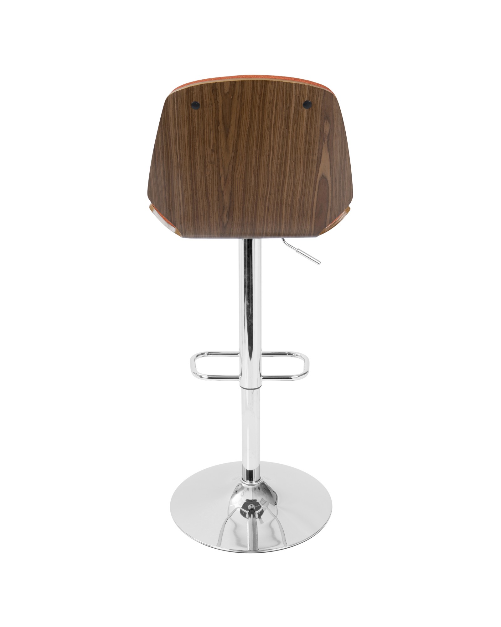 Serena Mid-Century Modern Barstool in Walnut and Orange