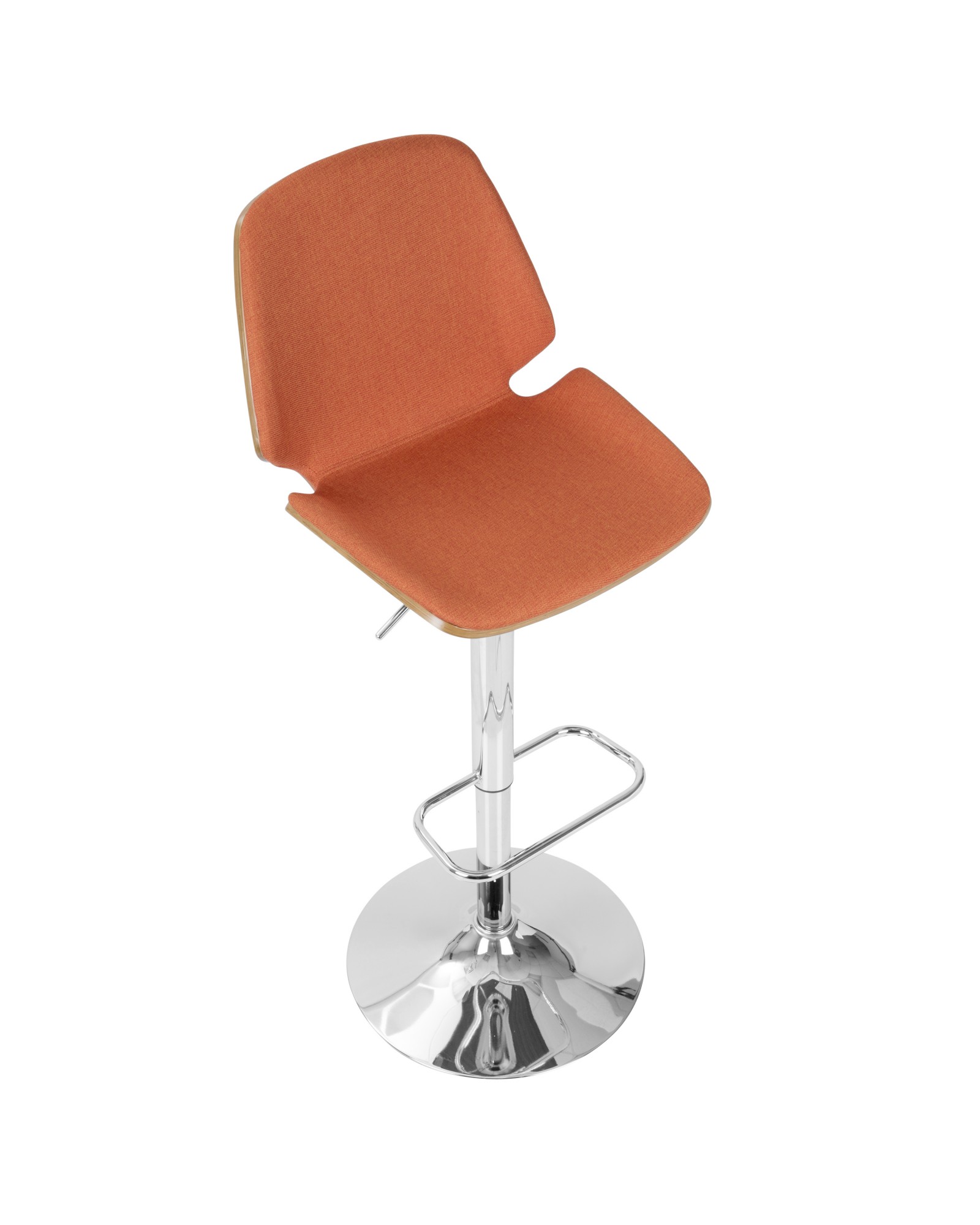 Serena Mid-Century Modern Barstool in Walnut and Orange