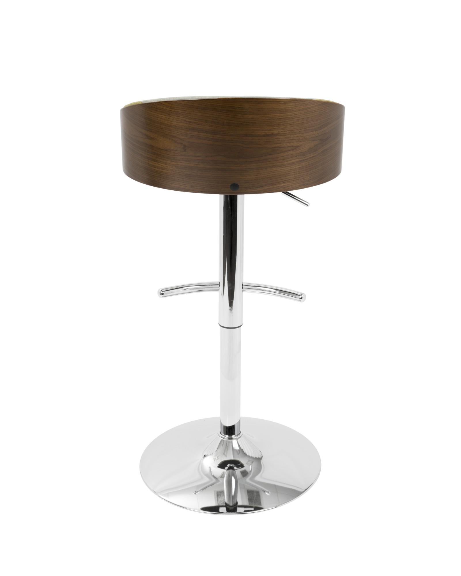 Shiraz Mid-Century Modern Adjustable Barstool in Walnut and Green