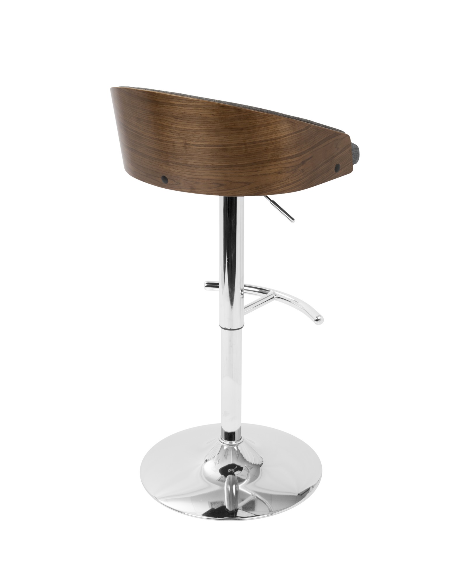 Shiraz Mid-Century Modern Adjustable Barstool in Walnut and Grey