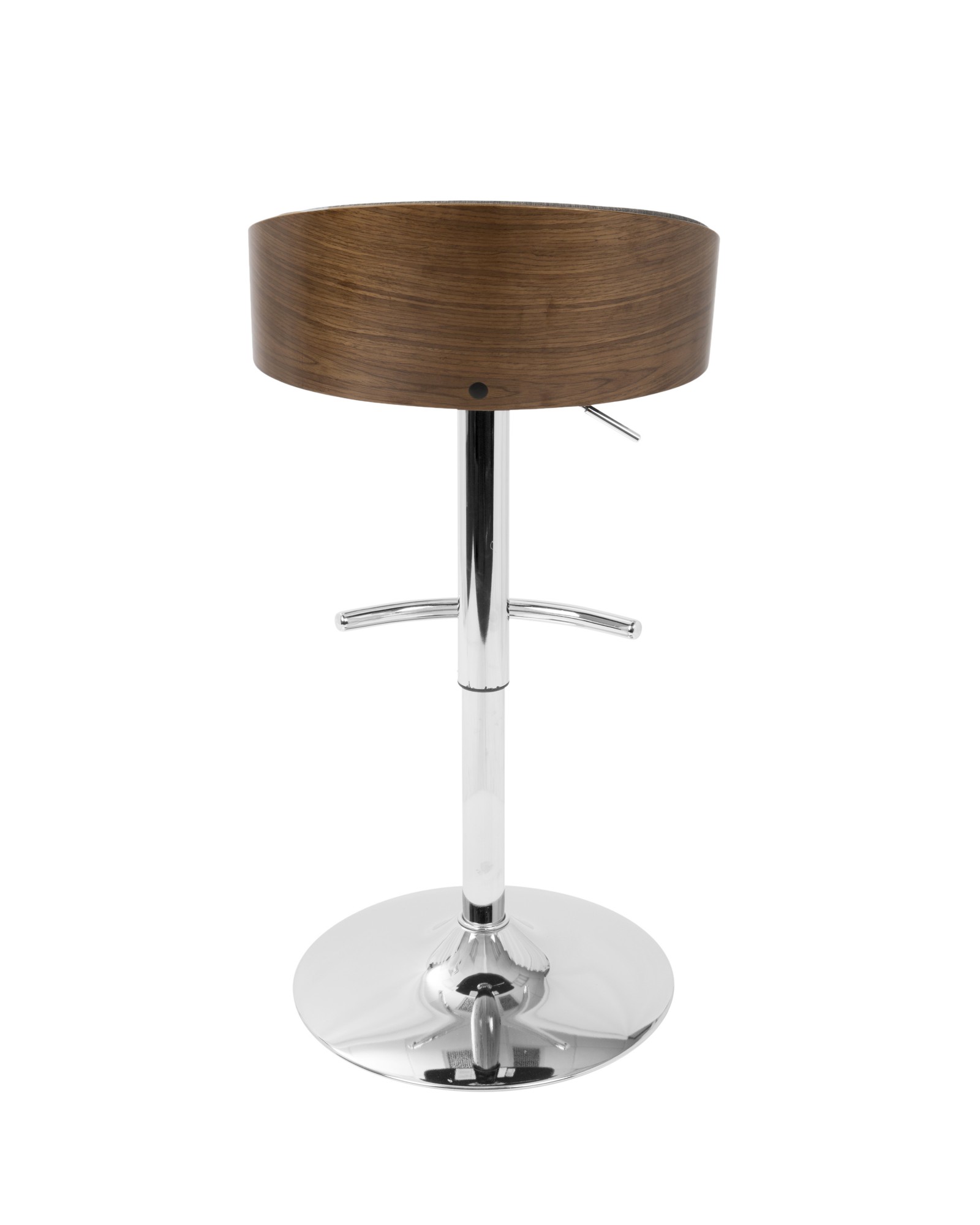 Shiraz Mid-Century Modern Adjustable Barstool in Walnut and Grey