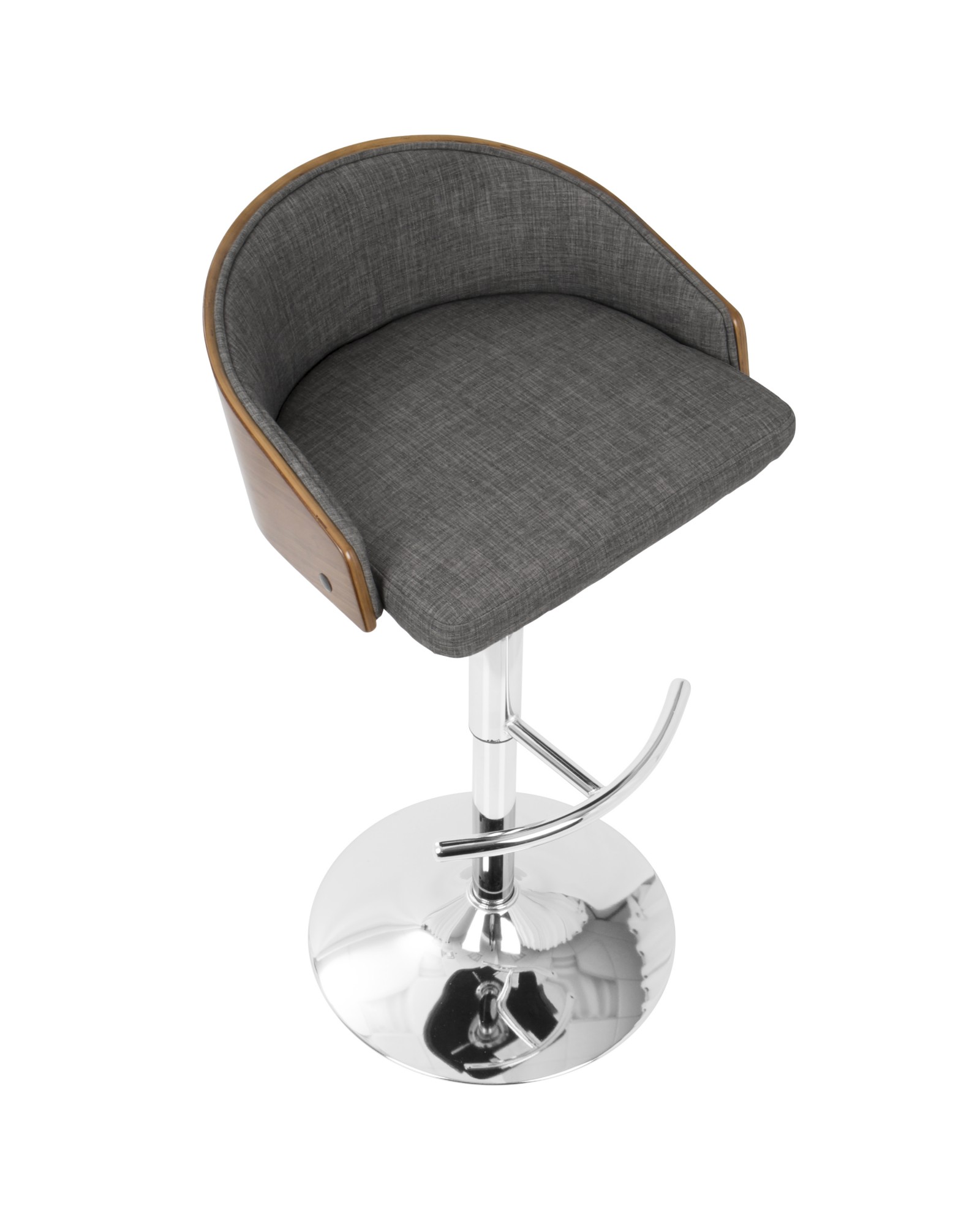 Shiraz Mid-Century Modern Adjustable Barstool in Walnut and Grey