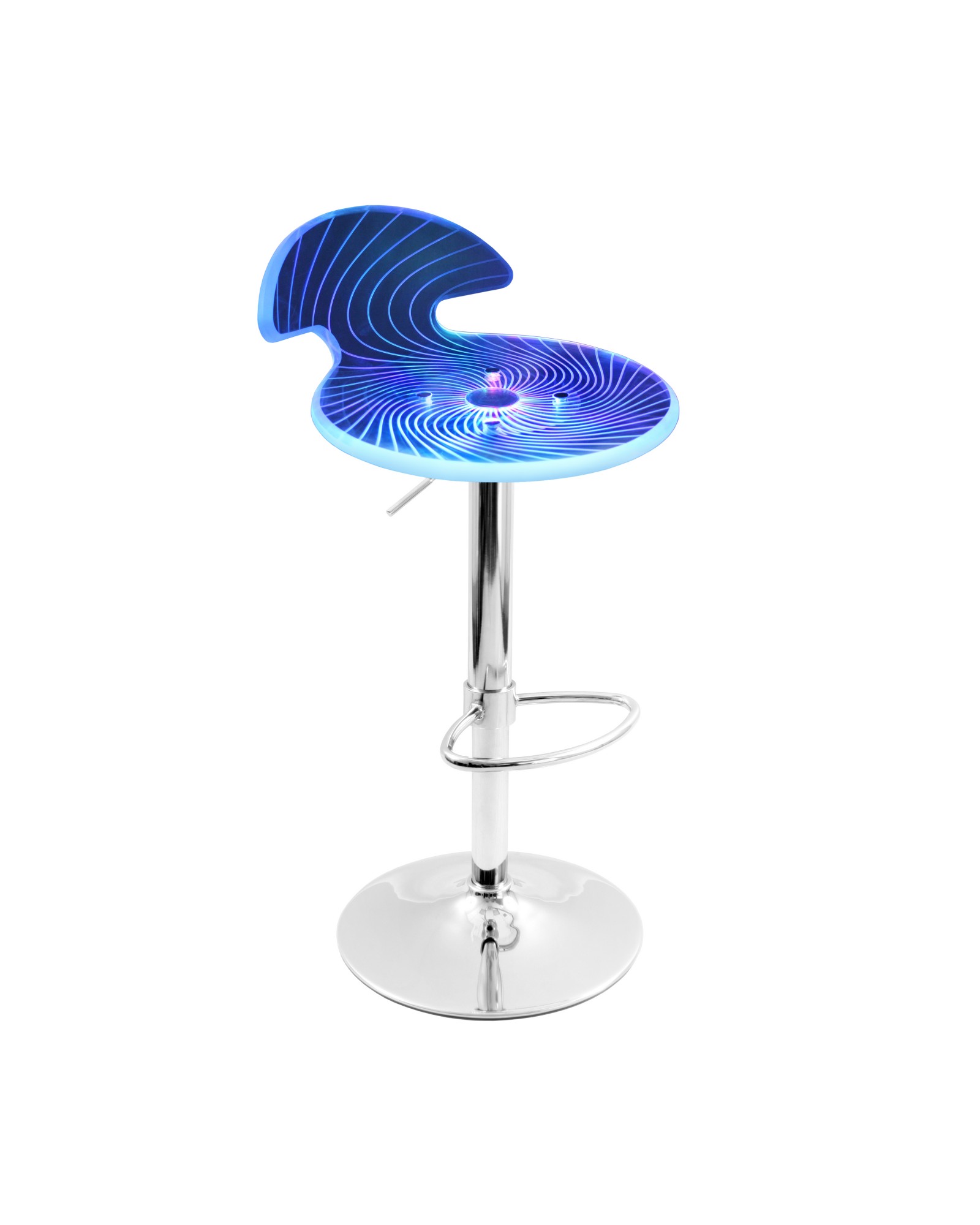 Spyra Contemporary Light Up and Height Adjustable Bar Stool in Multi