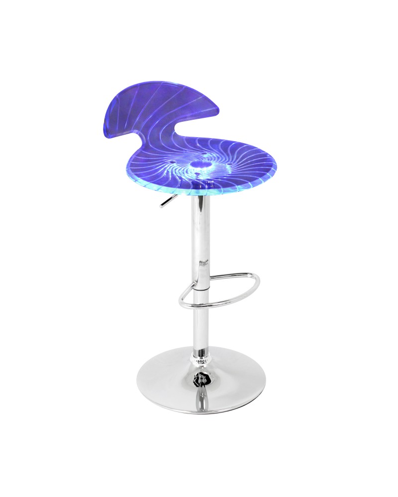 Spyra Contemporary Light Up and Height Adjustable Bar Stool in Multi