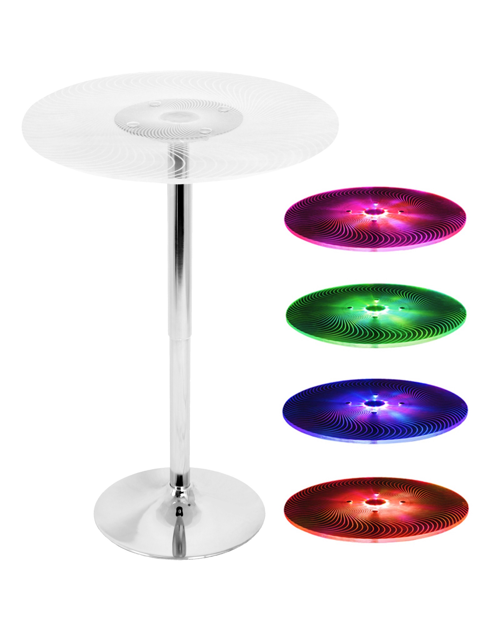 Spyra Contemporary Light Up and Height Adjustable Bar Stool in Multi