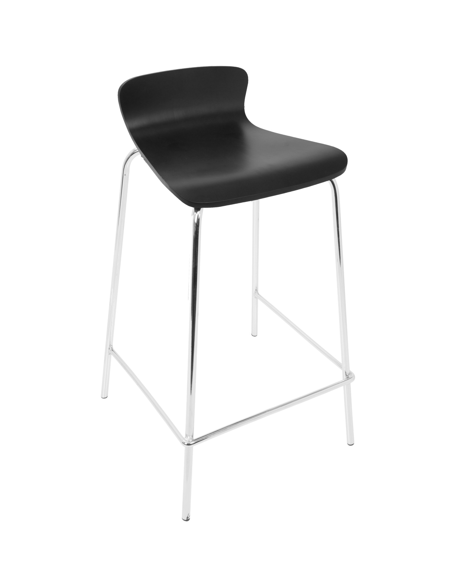 Woodstacker Contemporary Stackable Barstool in Black - Set of 2