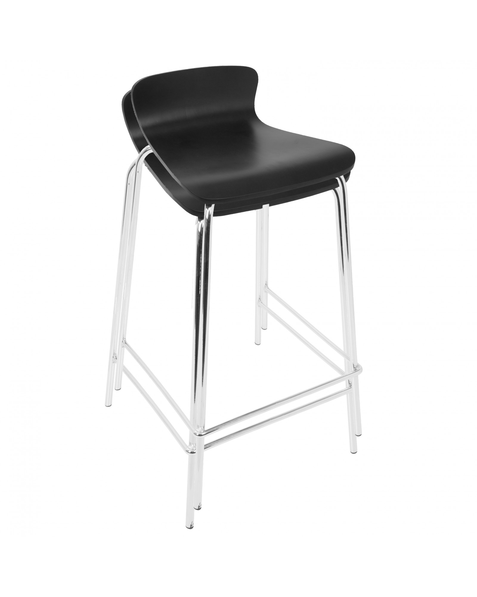 Woodstacker Contemporary Stackable Barstool in Black - Set of 2