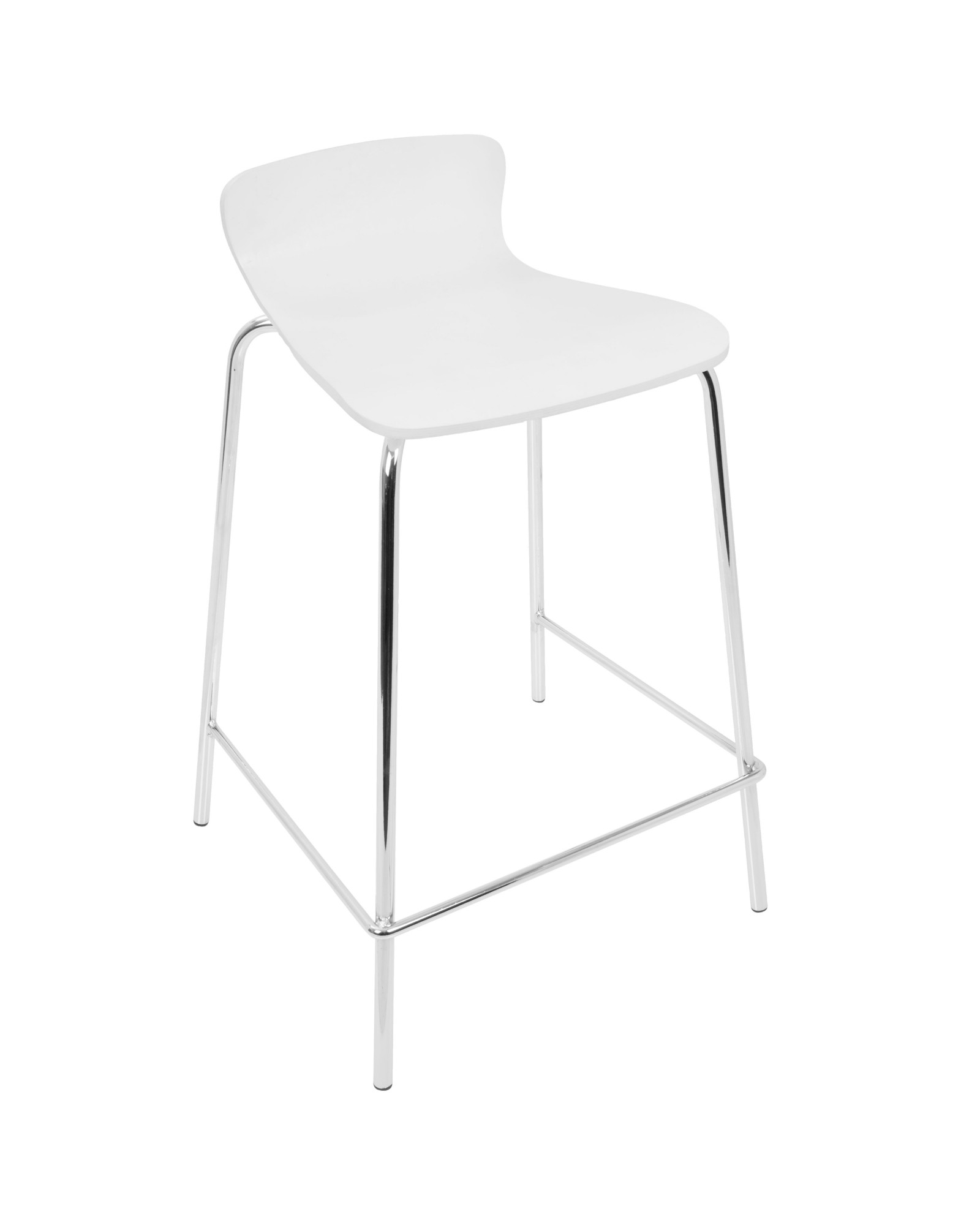 Woodstacker Contemporary Stackable Barstool in White - Set of 2