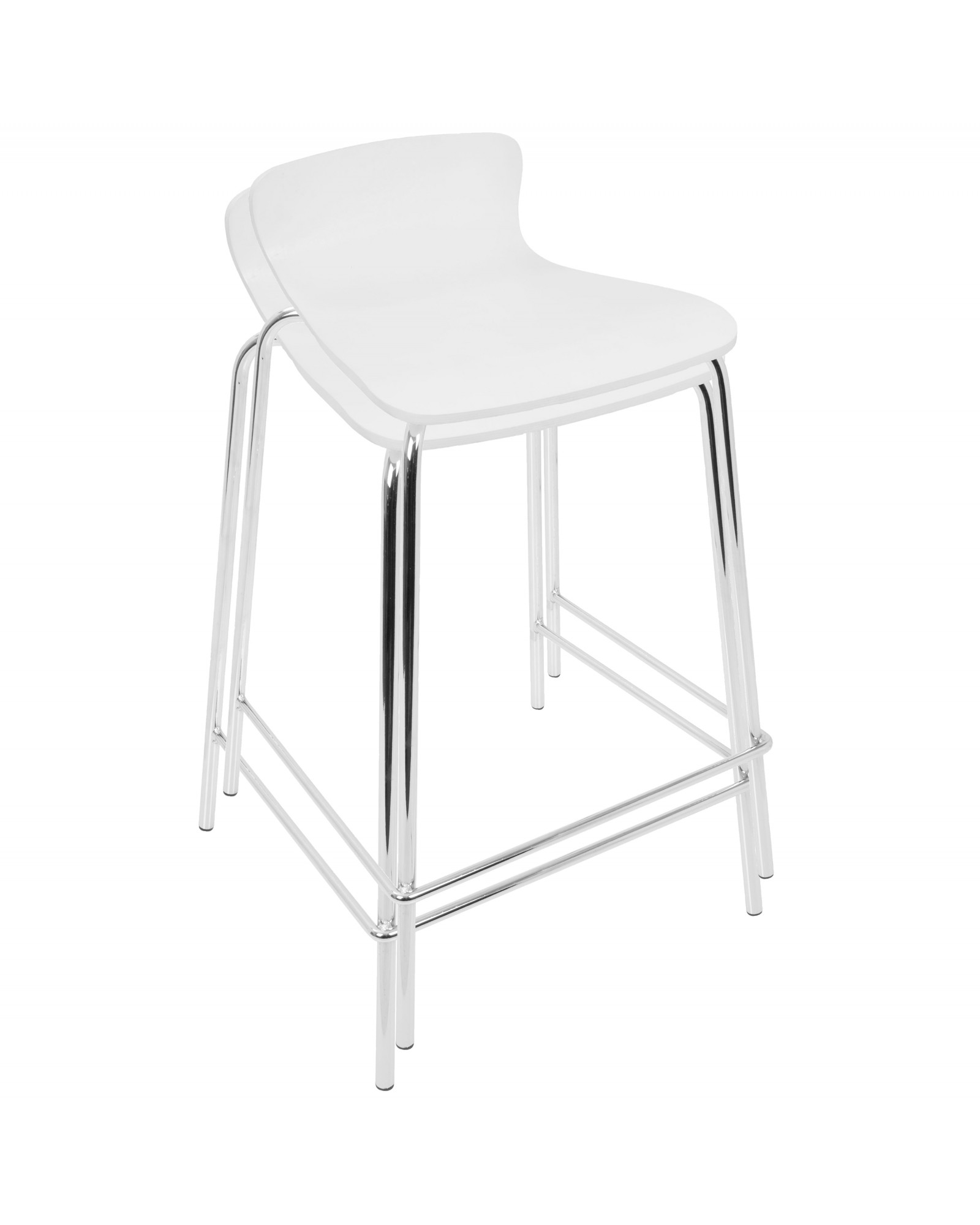 Woodstacker Contemporary Stackable Barstool in White - Set of 2