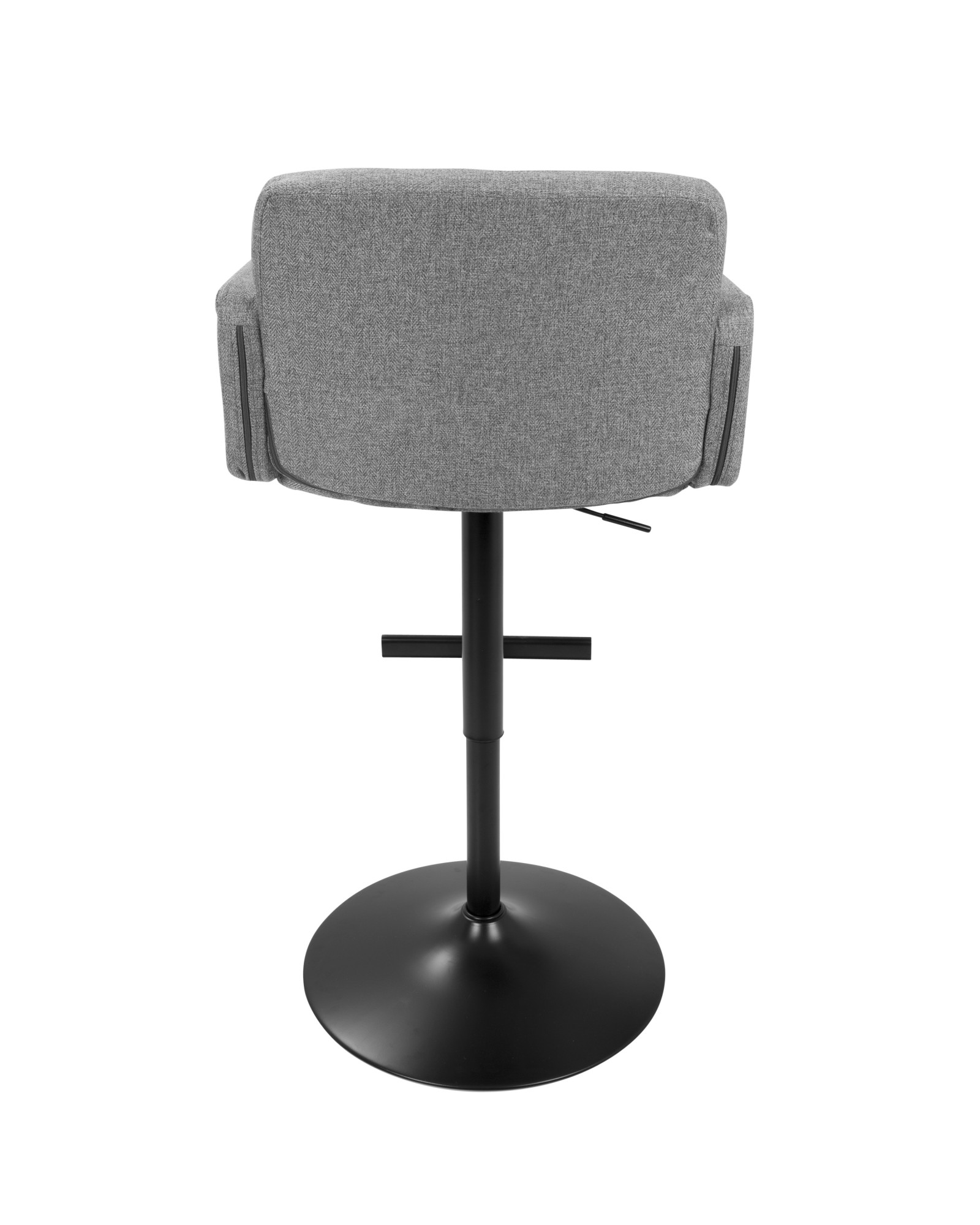 Stout Contemporary Adjustable Barstool with Swivel in Black with Grey Fabric