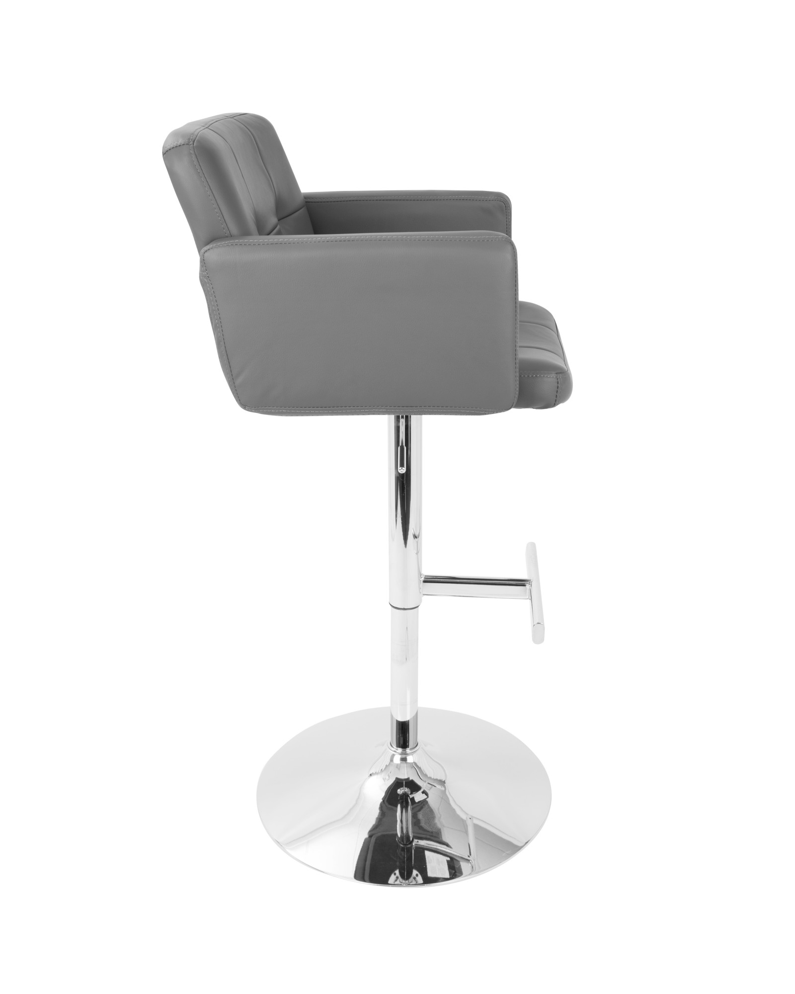 Stout Contemporary Adjustable Barstool with Swivel and Grey Faux Leather
