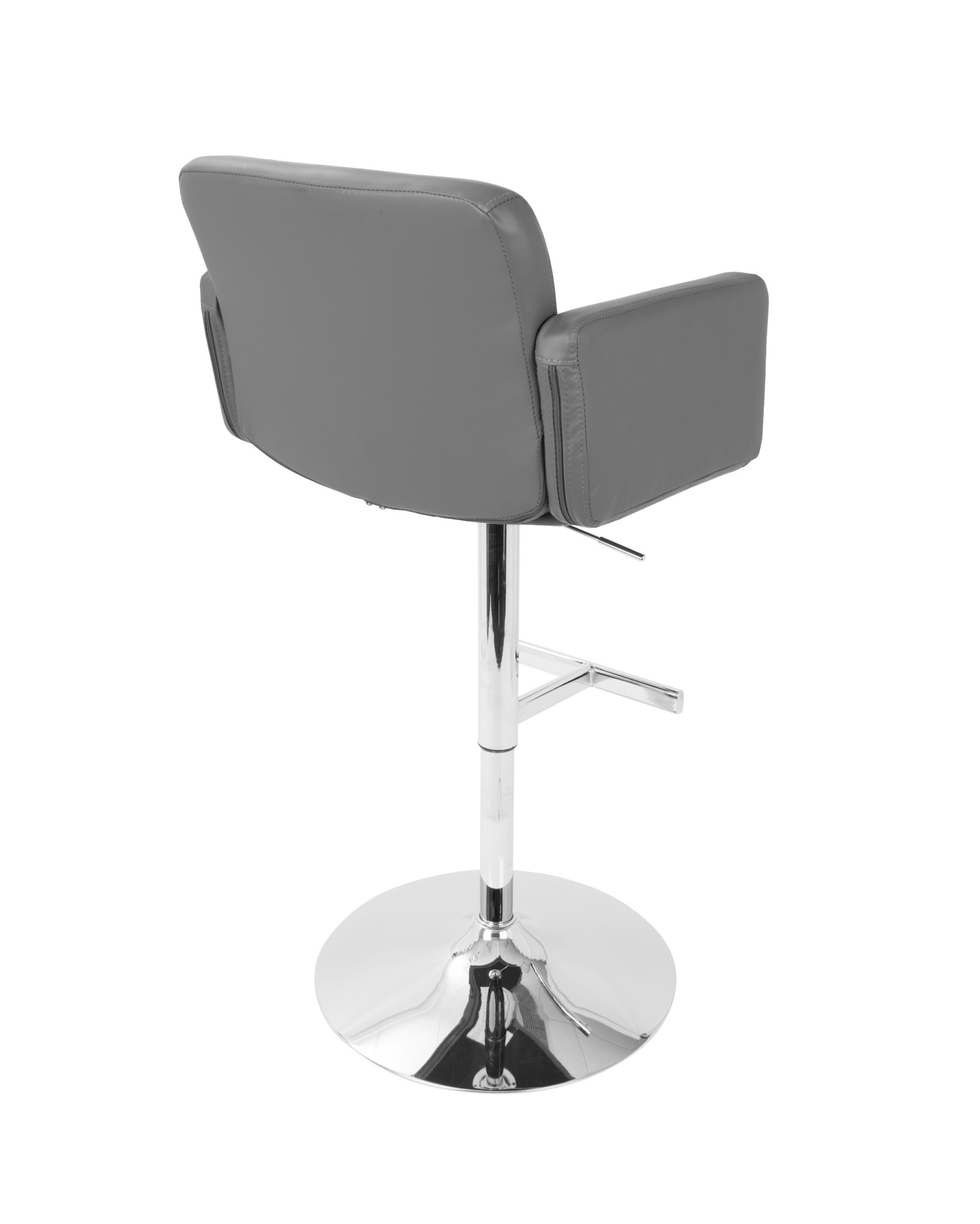 Stout Contemporary Adjustable Barstool with Swivel and Grey Faux Leather