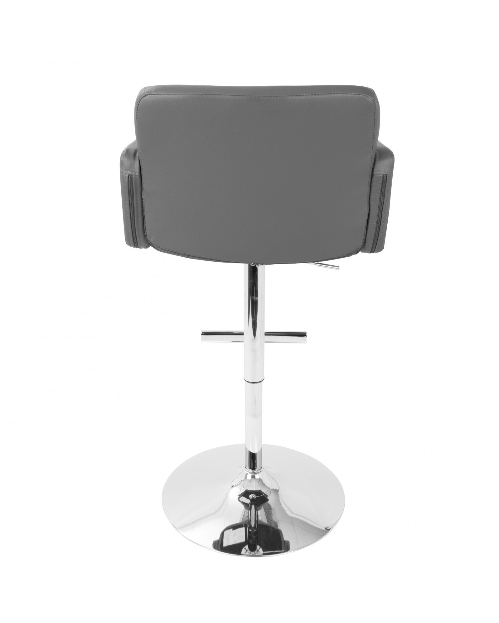 Stout Contemporary Adjustable Barstool with Swivel and Grey Faux Leather