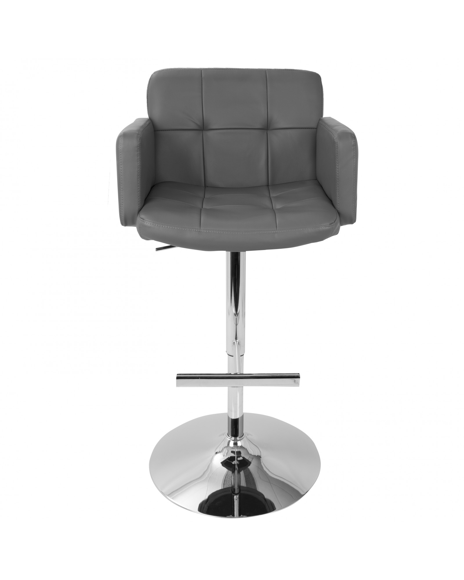 Stout Contemporary Adjustable Barstool with Swivel and Grey Faux Leather