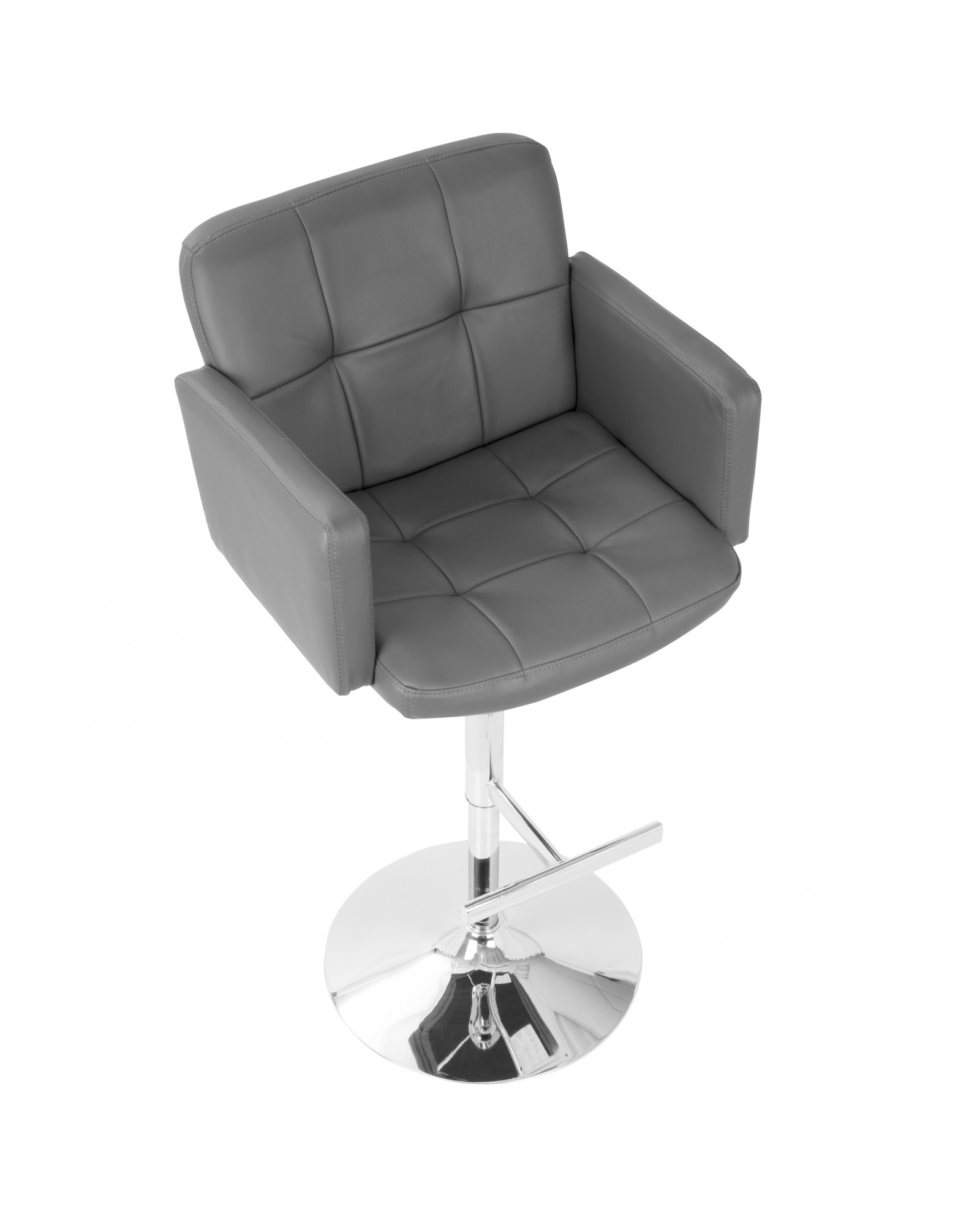 Stout Contemporary Adjustable Barstool with Swivel and Grey Faux Leather