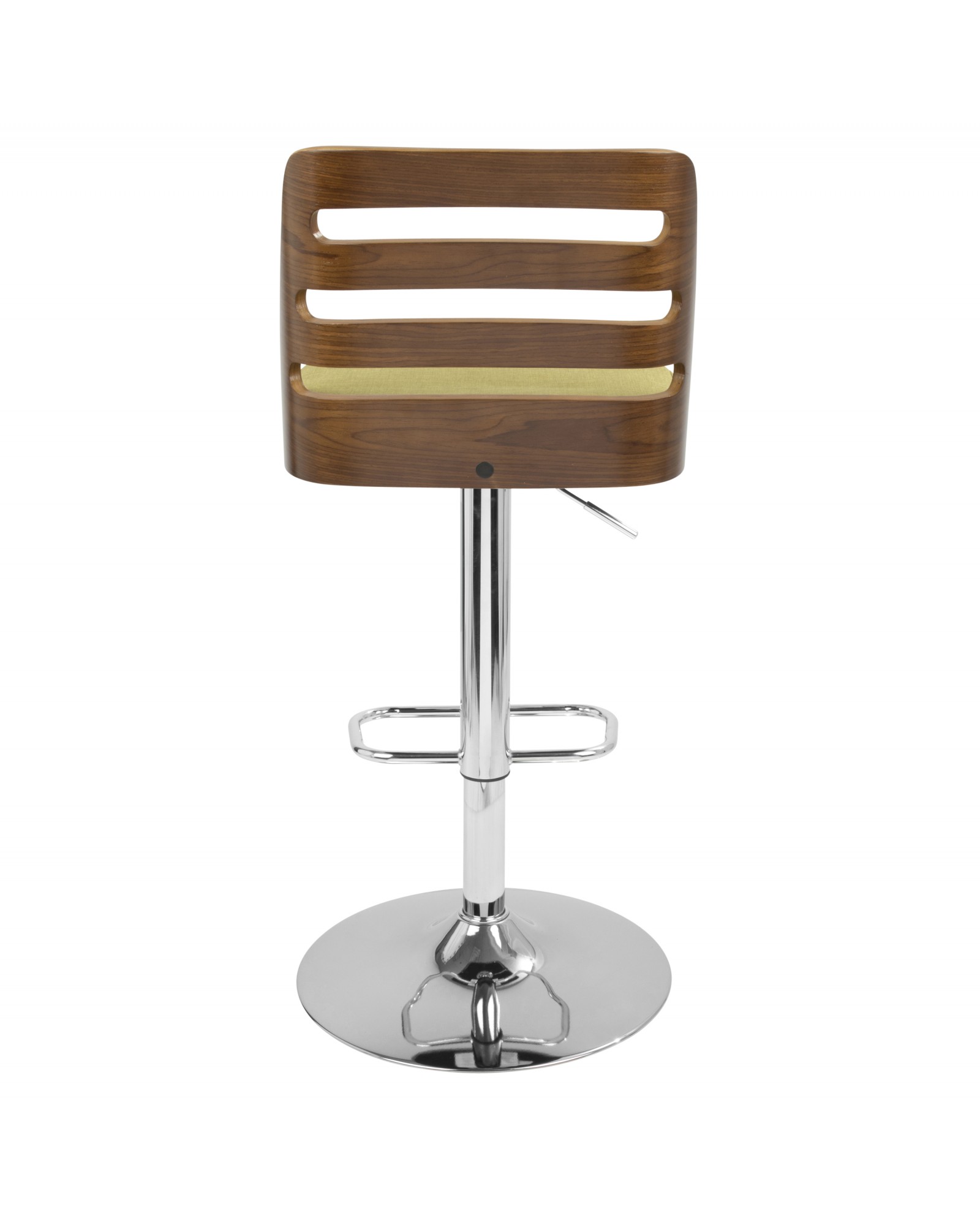 Trevi Mid-Century Modern Adjustable Barstool with Swivel in Walnut and Green