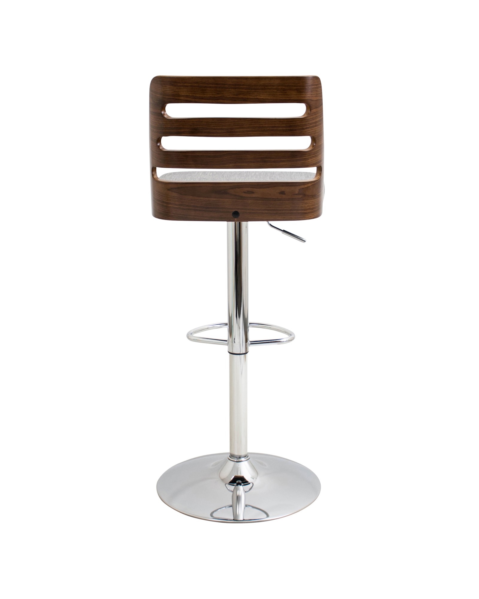 Trevi Mid-Century Modern Adjustable Barstool with Swivel in Walnut and Grey