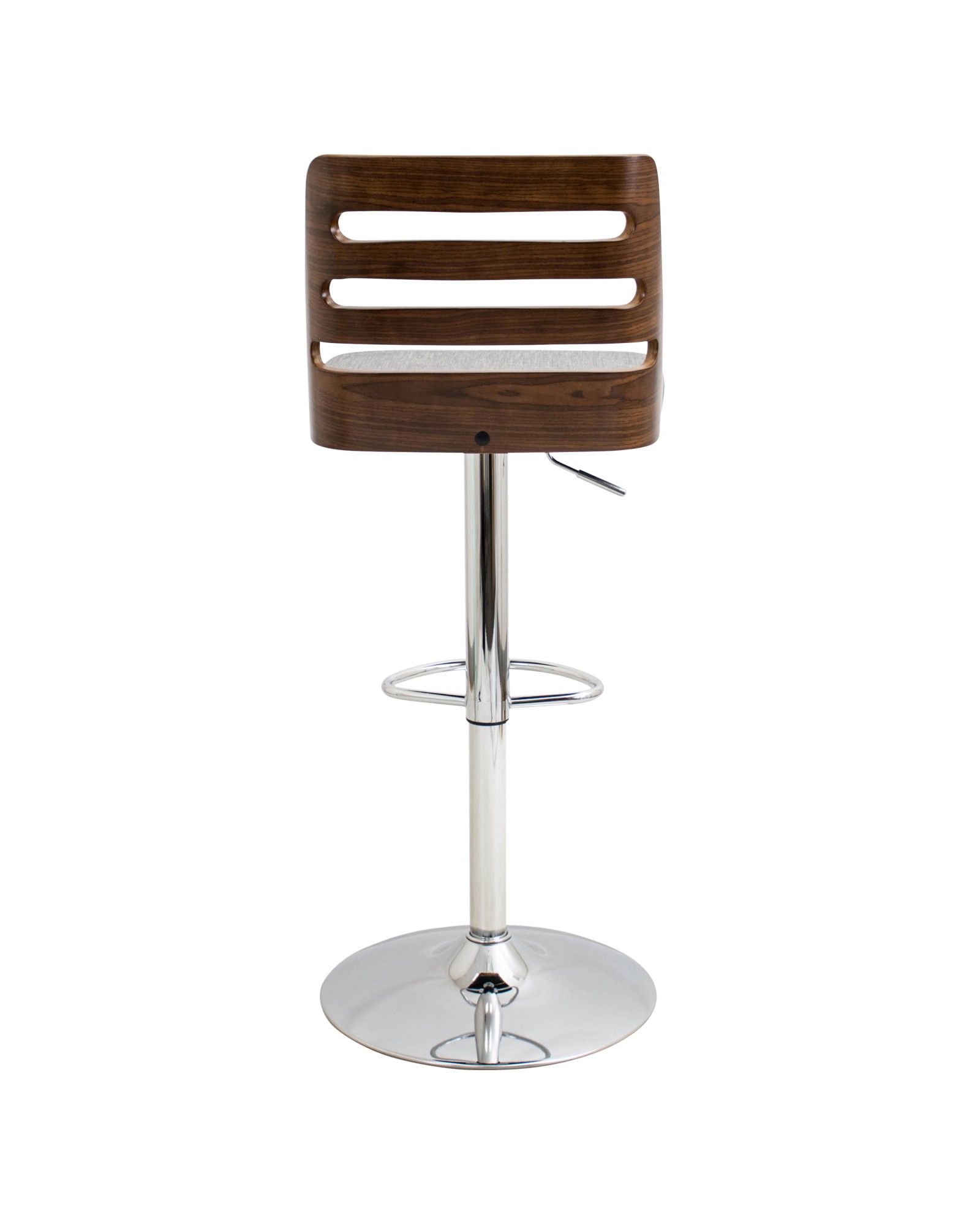 Trevi Mid-Century Modern Adjustable Barstool with Swivel in Walnut and Grey