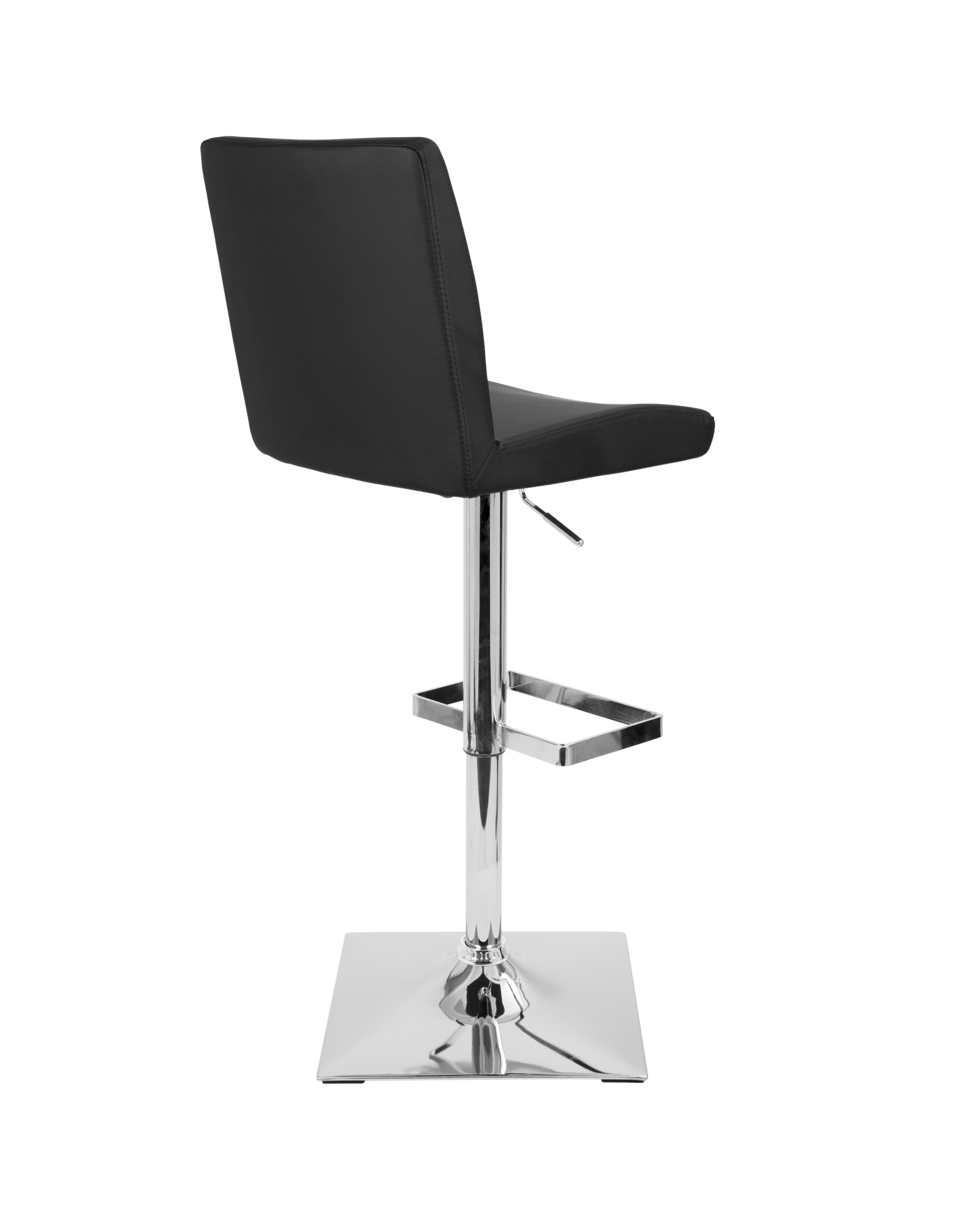 Captain Contemporary Adjustable Barstool with Swivel in Black Faux Leather