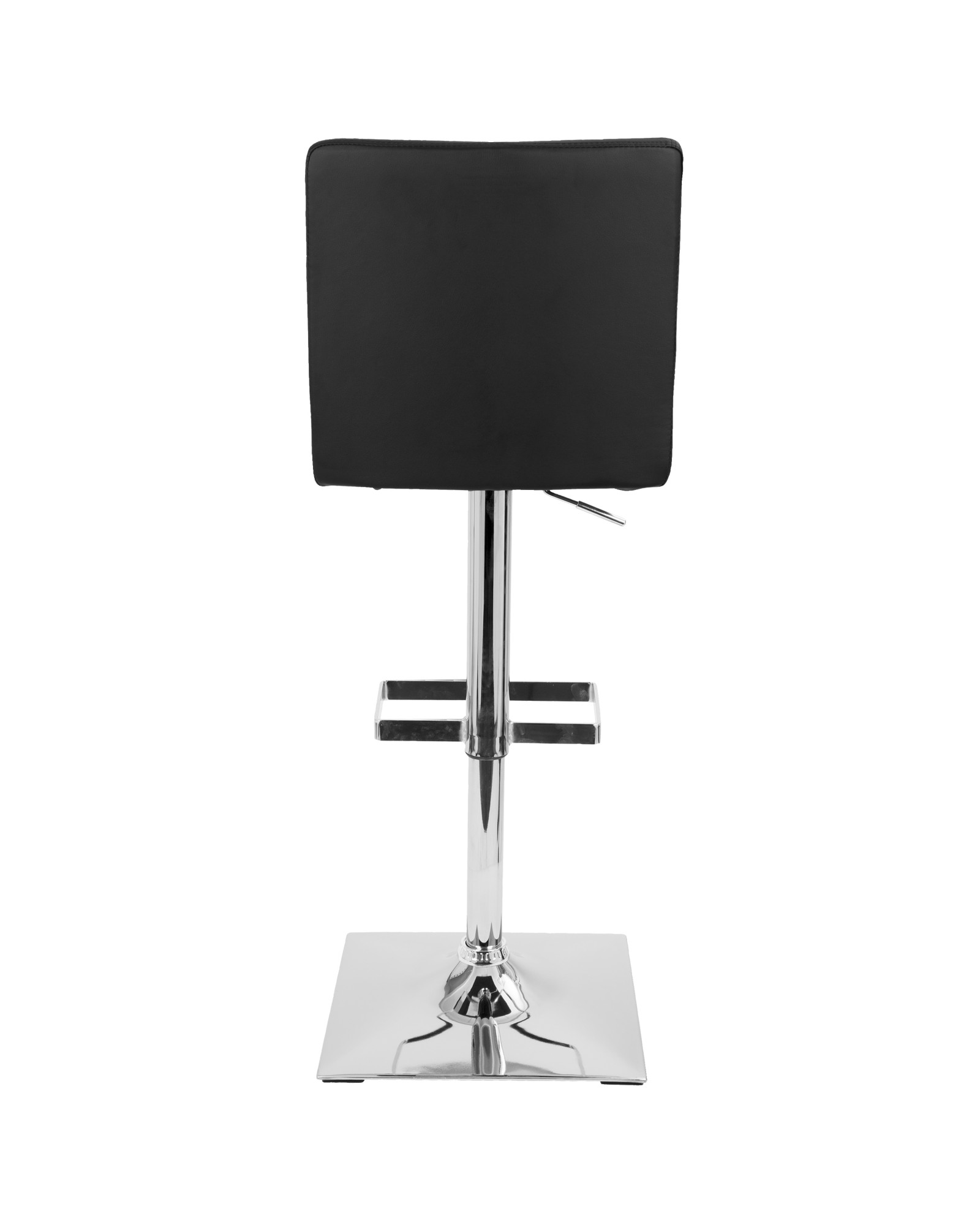 Captain Contemporary Adjustable Barstool with Swivel in Black Faux Leather