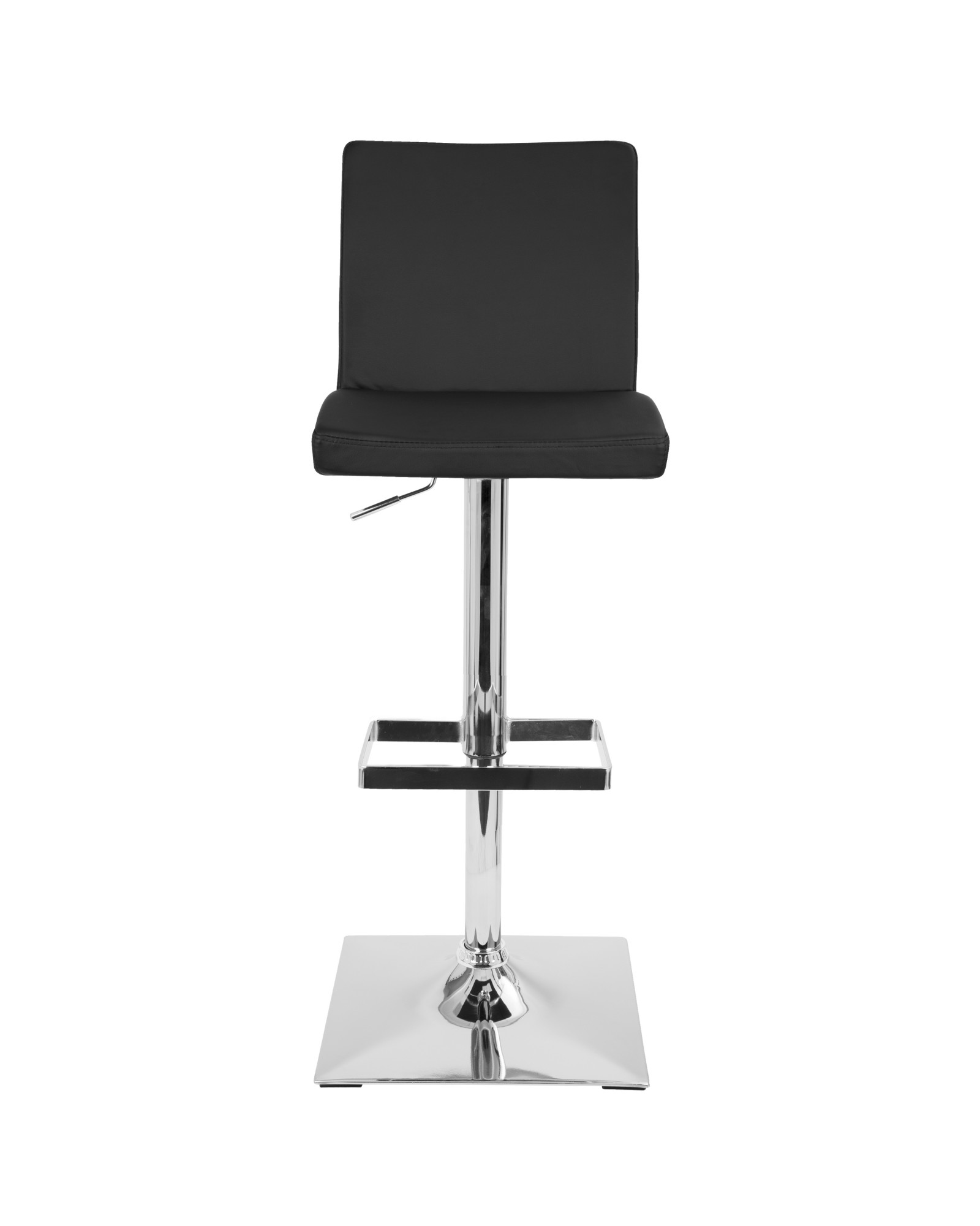 Captain Contemporary Adjustable Barstool with Swivel in Black Faux Leather