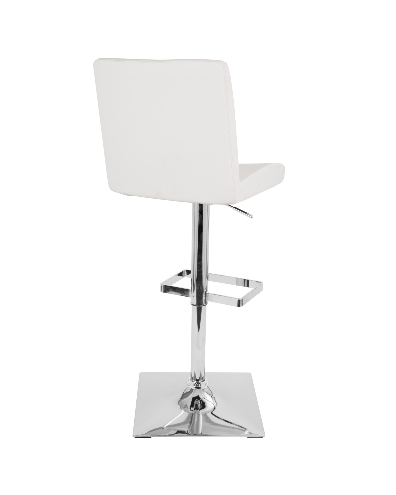 Captain Contemporary Adjustable Barstool with Swivel in White Faux Leather