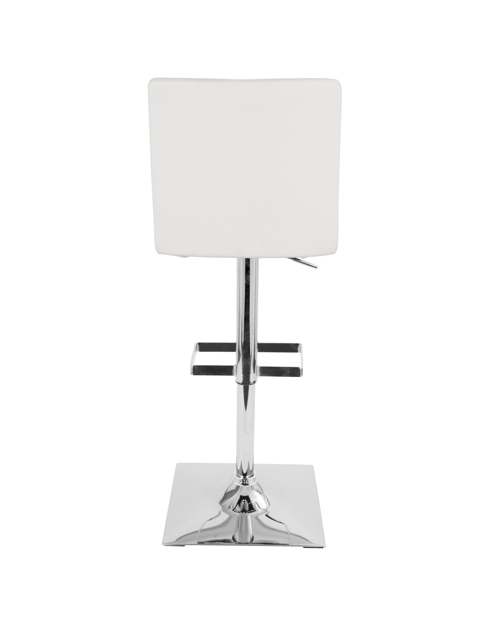 Captain Contemporary Adjustable Barstool with Swivel in White Faux Leather