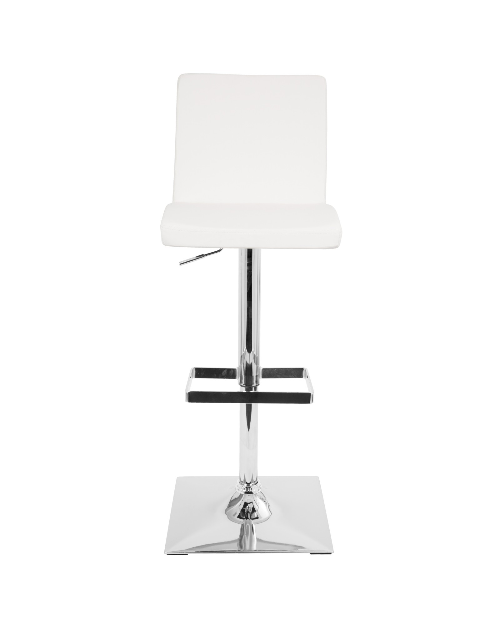 Captain Contemporary Adjustable Barstool with Swivel in White Faux Leather