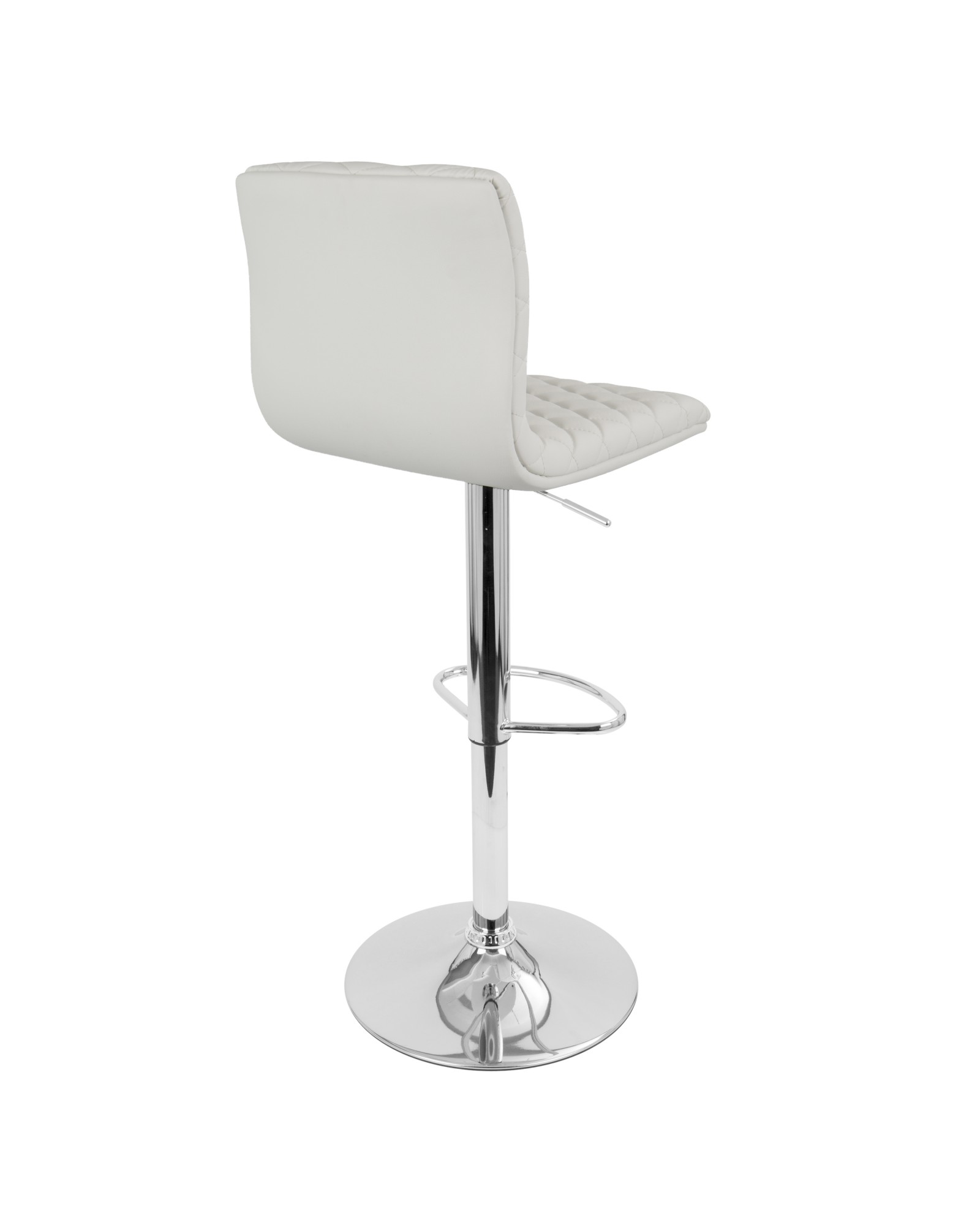 Caviar Contemporary Adjustable Barstool with Swivel in White Faux Leather