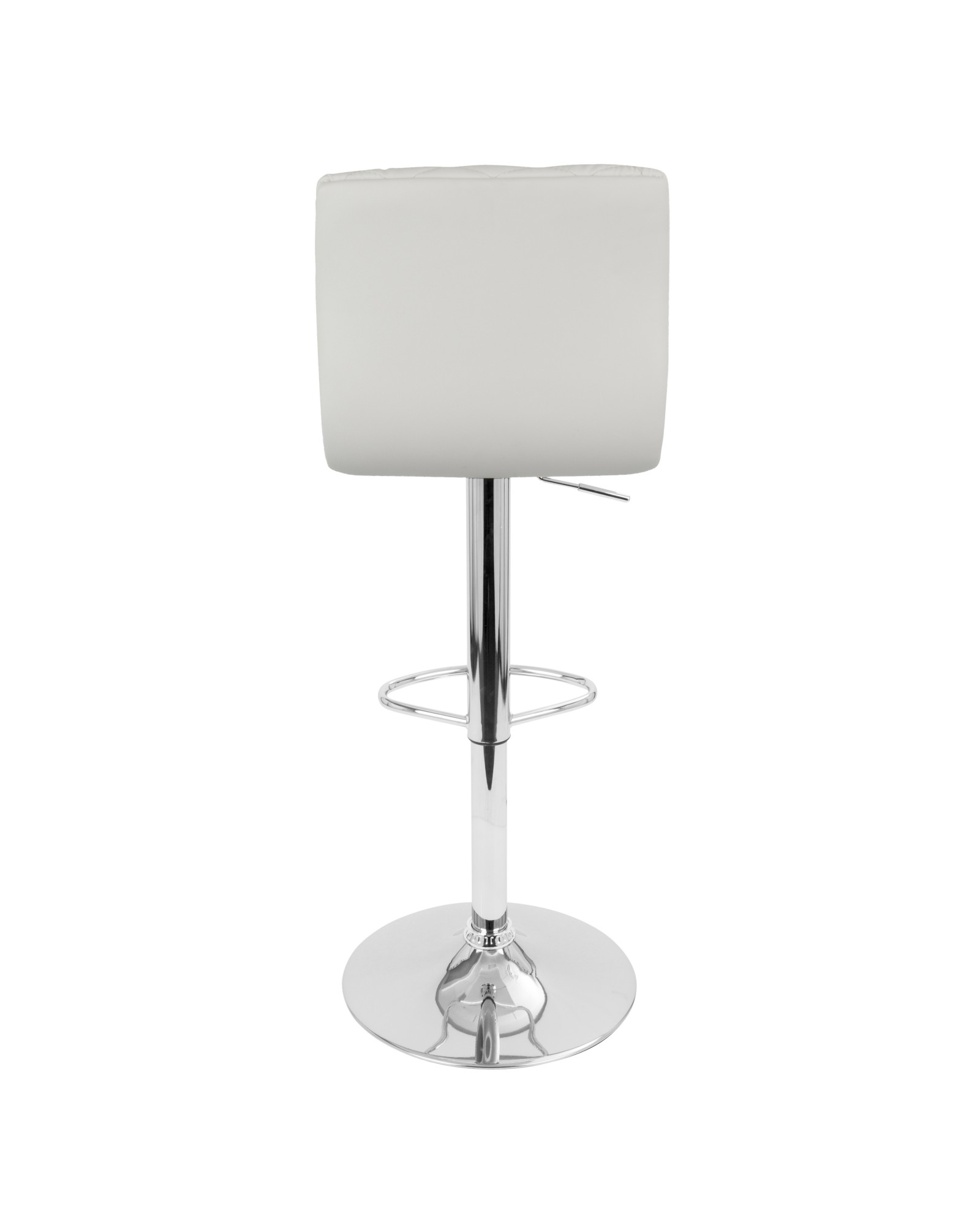 Caviar Contemporary Adjustable Barstool with Swivel in White Faux Leather