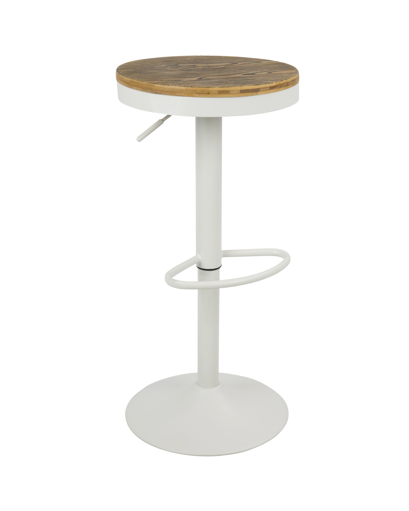 Dakota Industrial Adjustable Barstool with Swivel in White - Set of 2