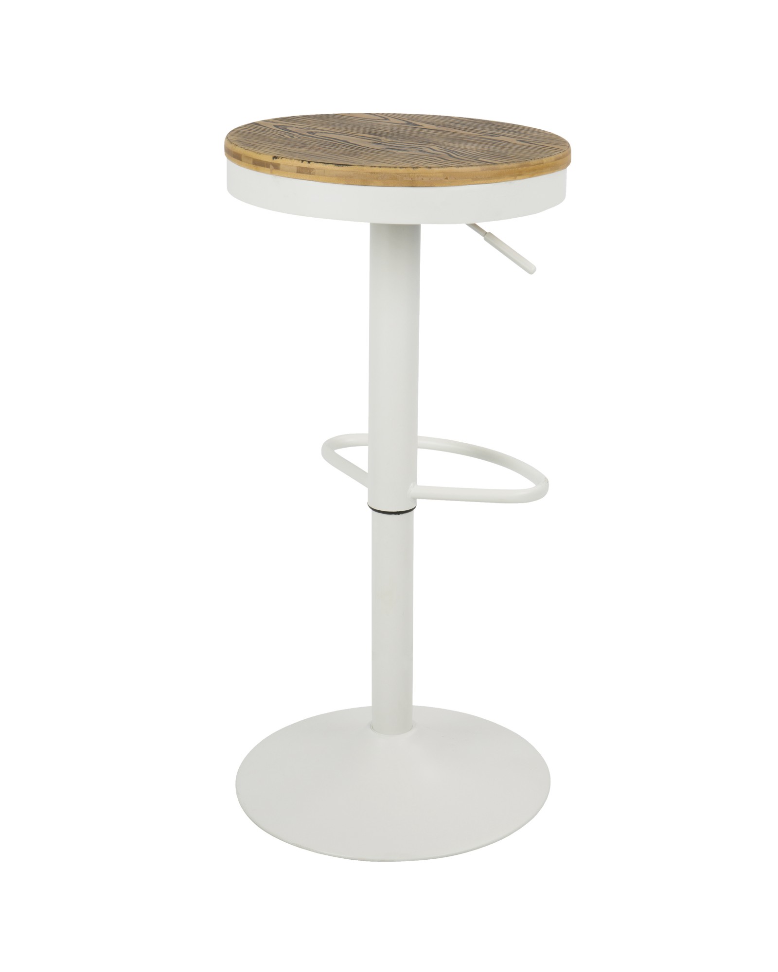 Dakota Industrial Adjustable Barstool with Swivel in White - Set of 2