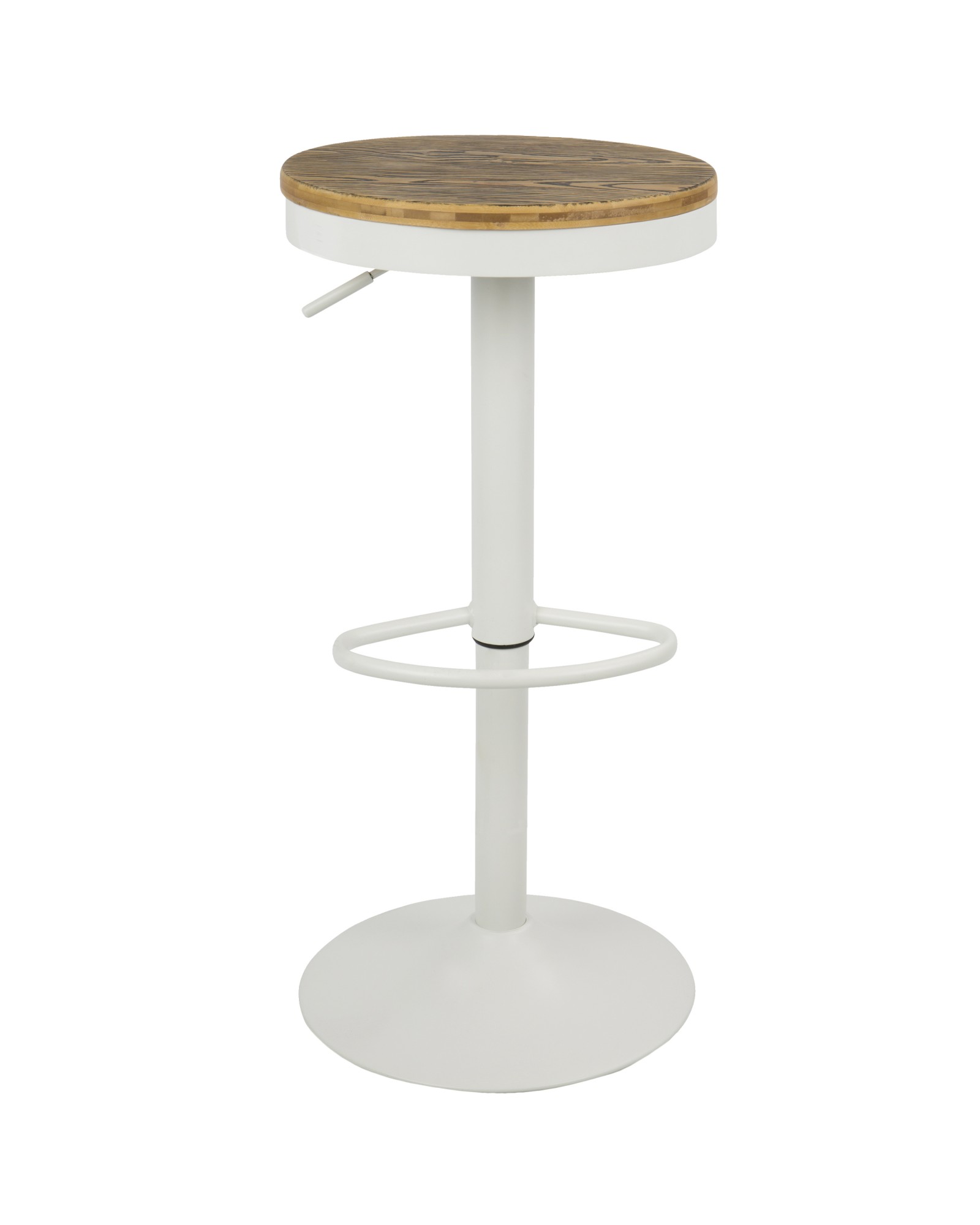 Dakota Industrial Adjustable Barstool with Swivel in White - Set of 2