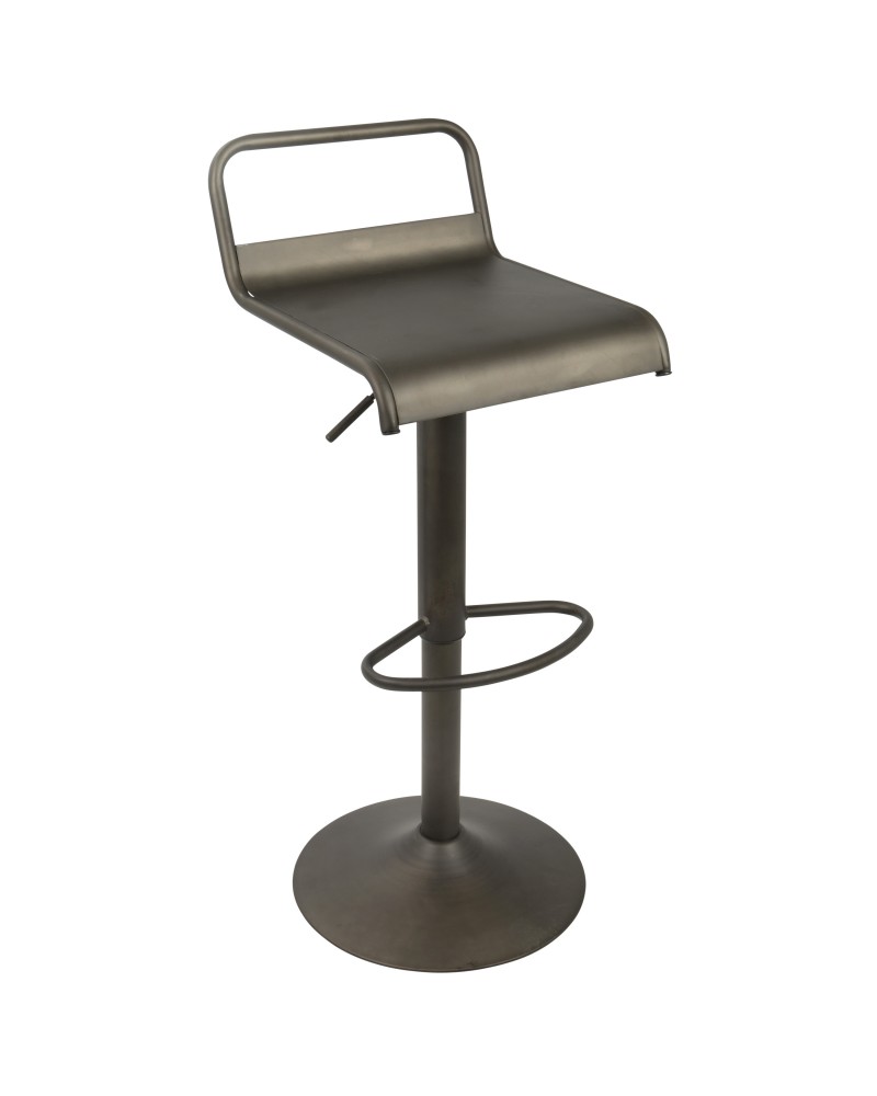 Emery Industrial Adjustable Barstool with Swivel in Antique