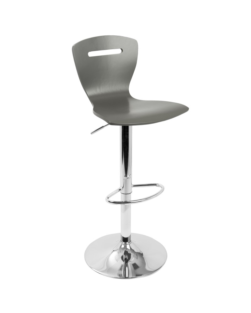 H2 Contemporary Adjustable Barstool in Grey Wood