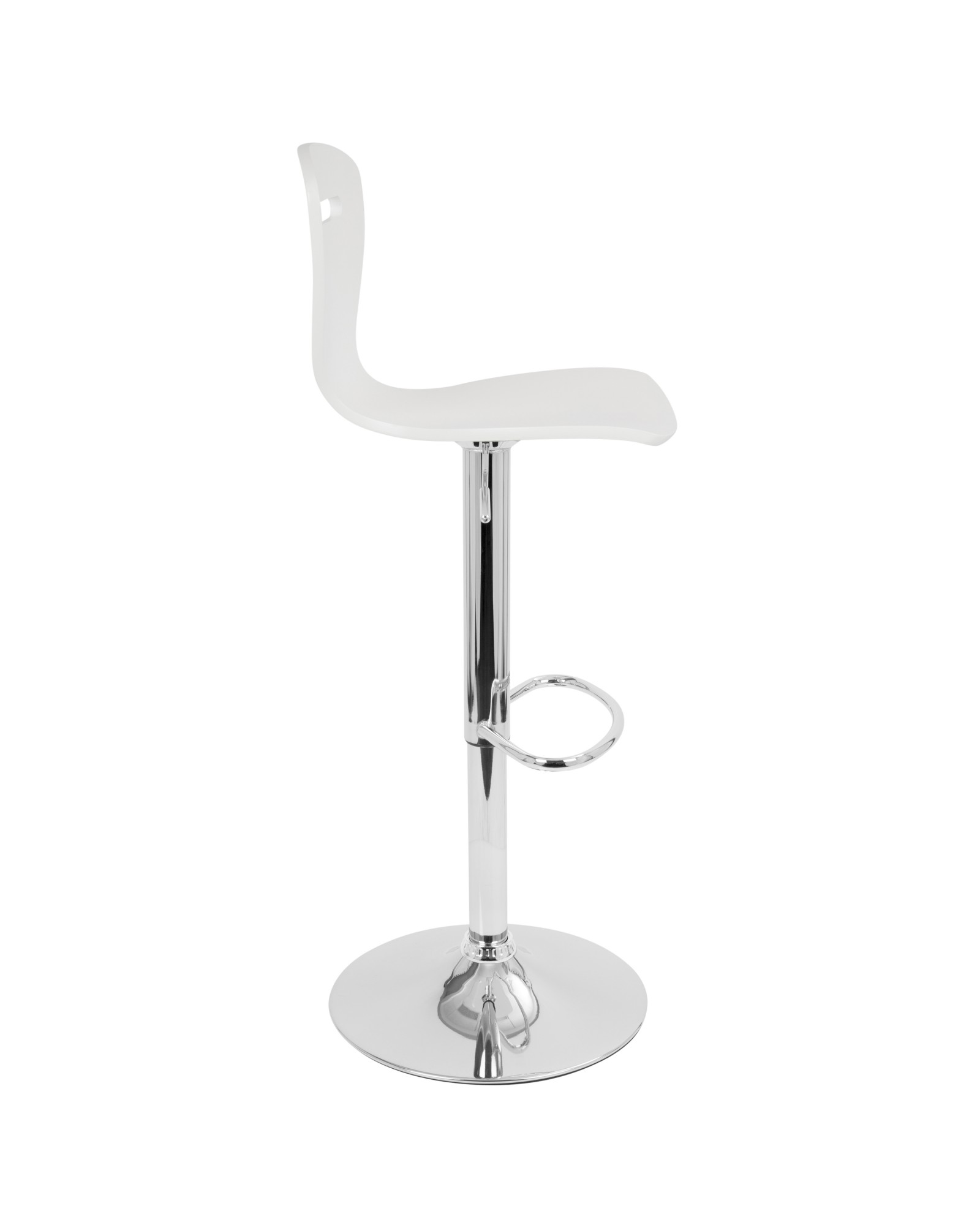 H2 Contemporary Adjustable Barstool in White Wood