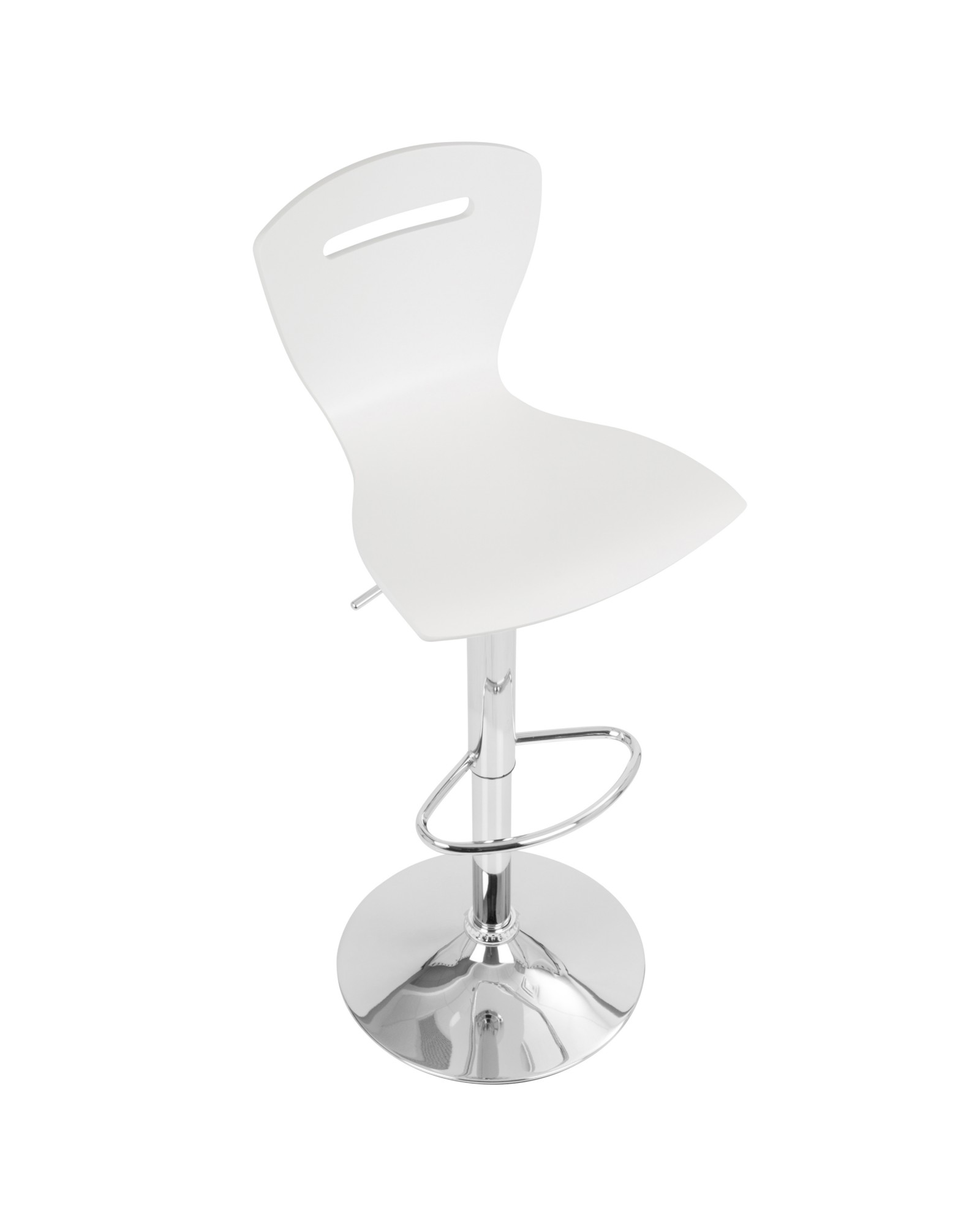 H2 Contemporary Adjustable Barstool in White Wood