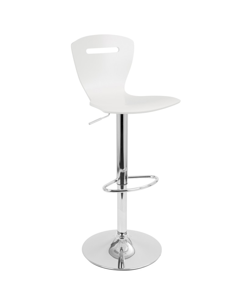 H2 Contemporary Adjustable Barstool in White Wood