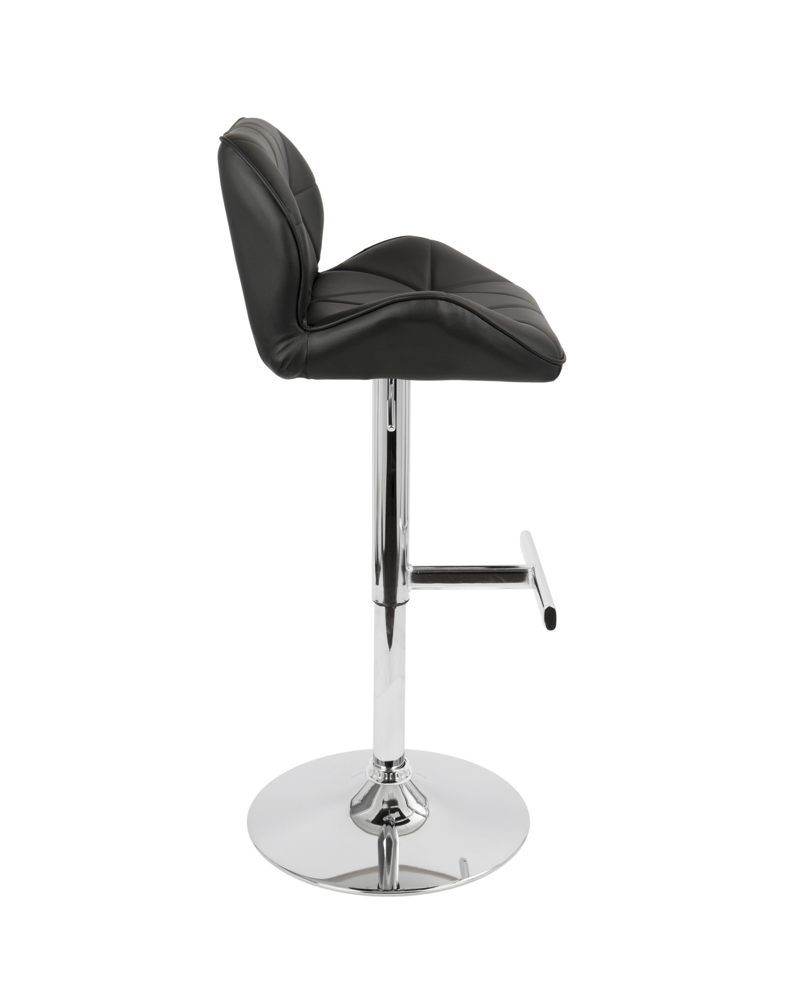 Jubilee Contemporary Adjustable Barstool with Swivel in Black Faux Leather