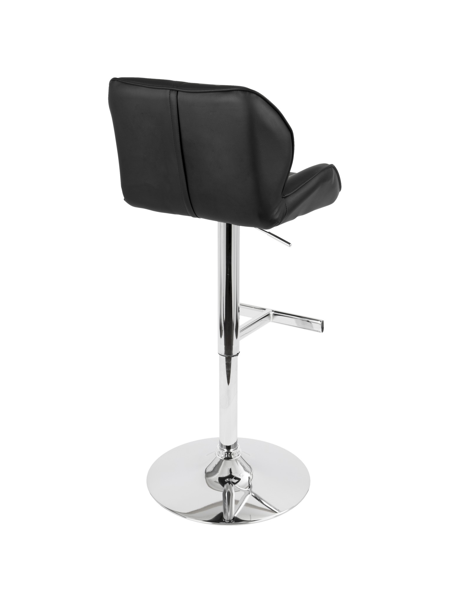 Jubilee Contemporary Adjustable Barstool with Swivel in Black Faux Leather