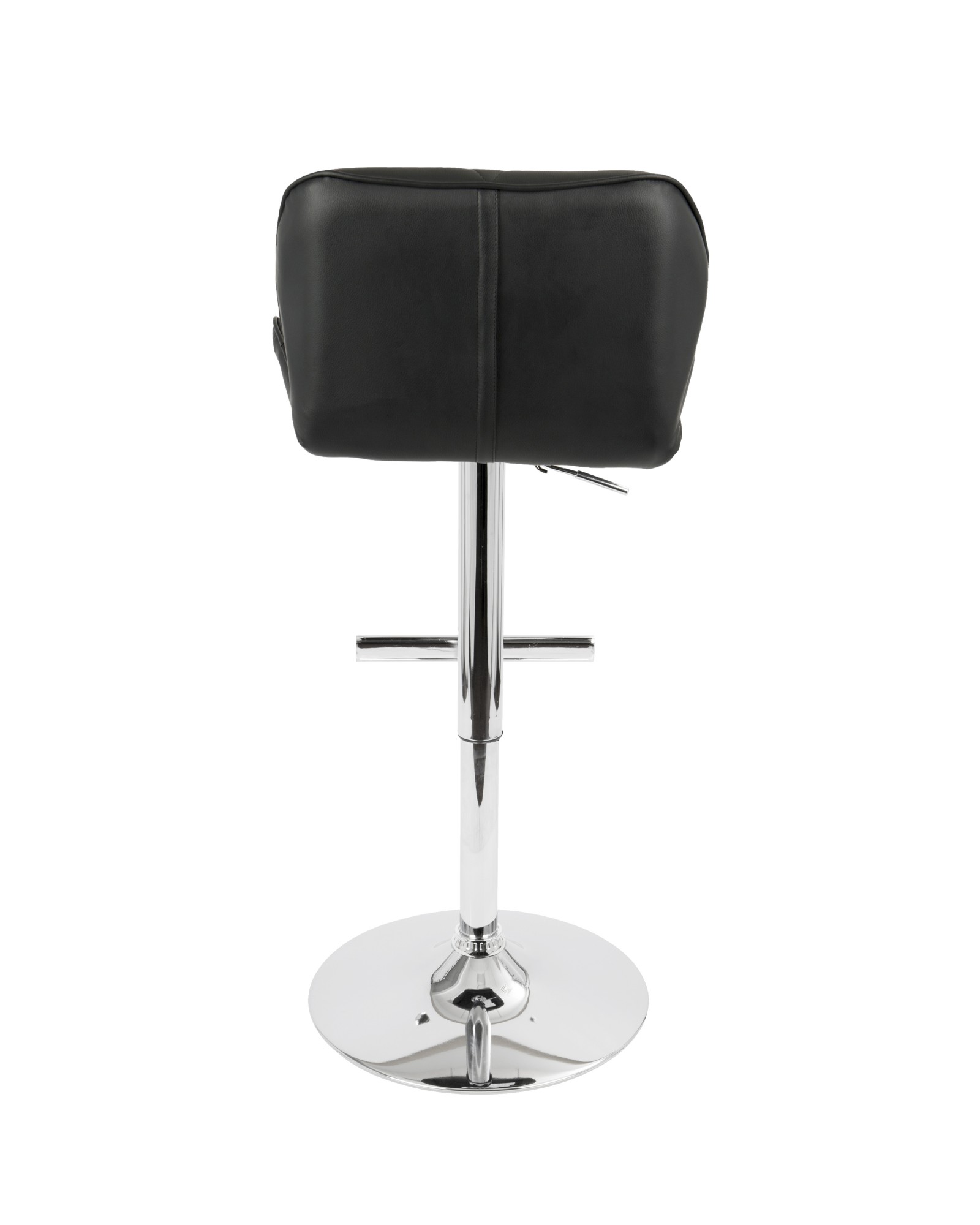 Jubilee Contemporary Adjustable Barstool with Swivel in Black Faux Leather